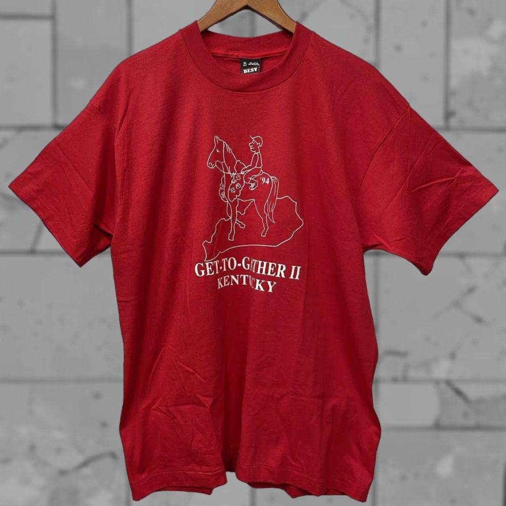 Fruit Of The Loom VINTAGE Get-To-Gather II Kentucky red graphic Tee Mens XL USA T-Shirt Size US XL / EU 56 / 4 - 1 Thumbnail