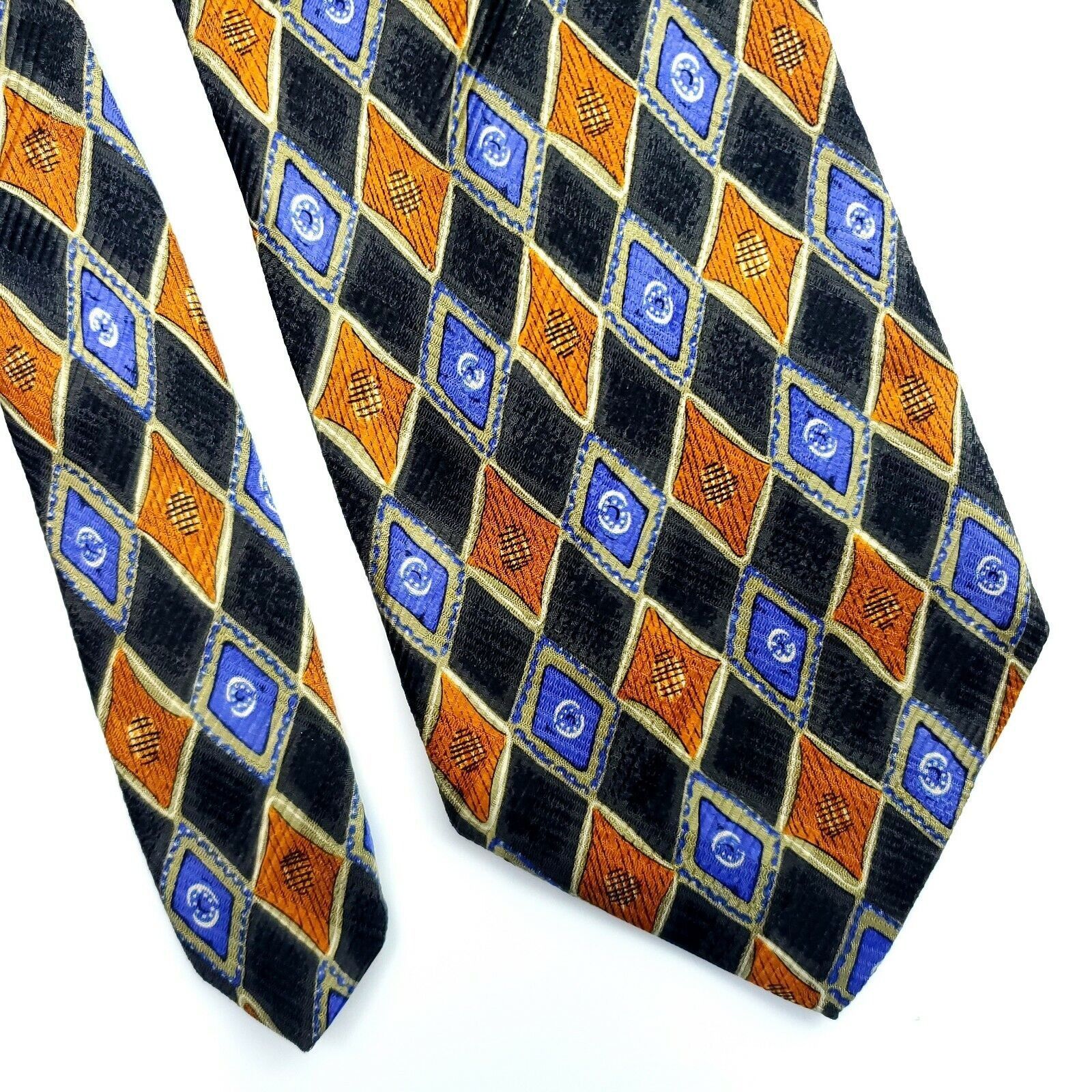 Robert Talbott Robert Talbott Gray Orange Blue Geometric Silk Tie Short Wid Size ONE SIZE - 1 Thumbnail