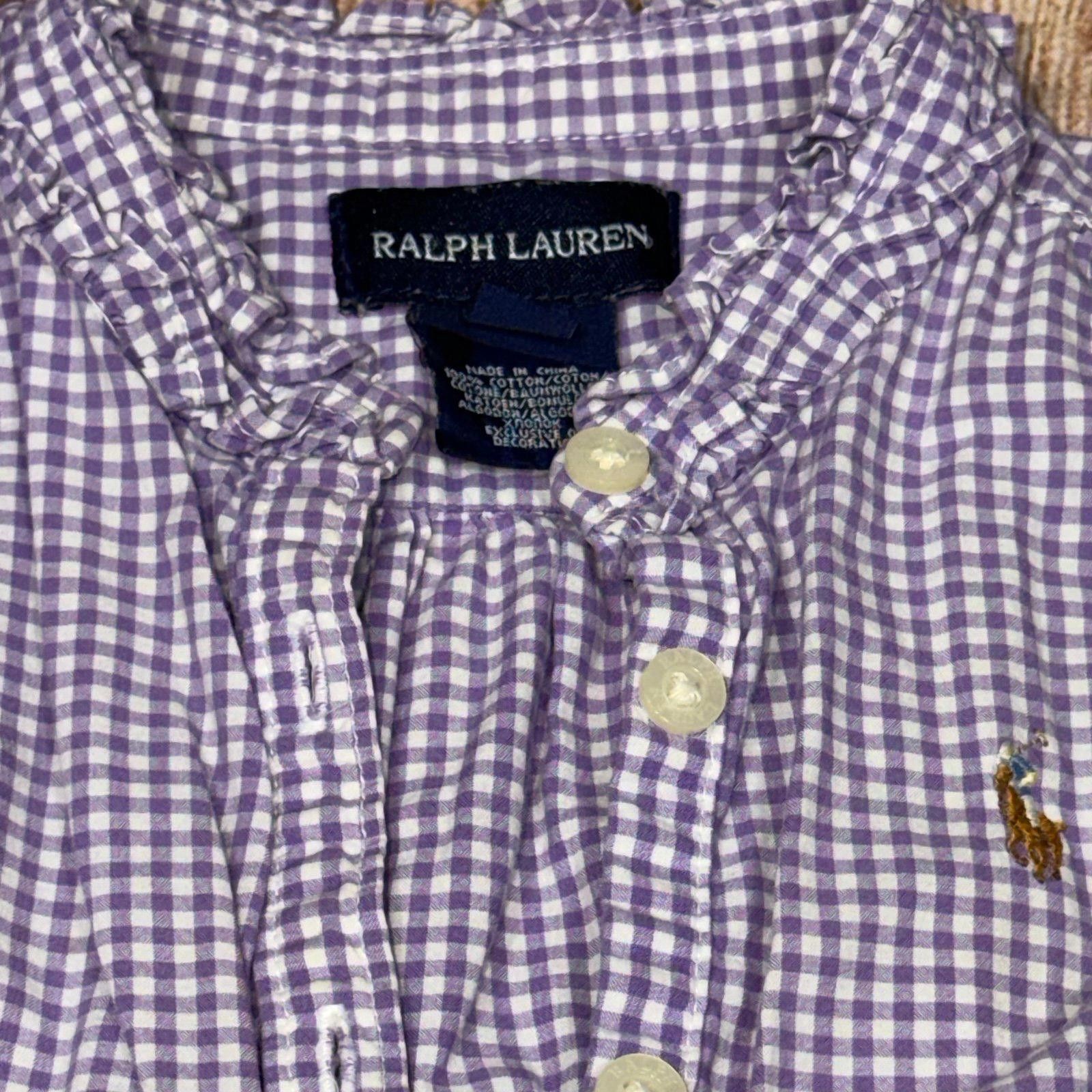 Polo Ralph Lauren Ralph Lauren Purple Gingham Short Sleeve Shirt Size 4/4T Size ONE SIZE - 3 Thumbnail