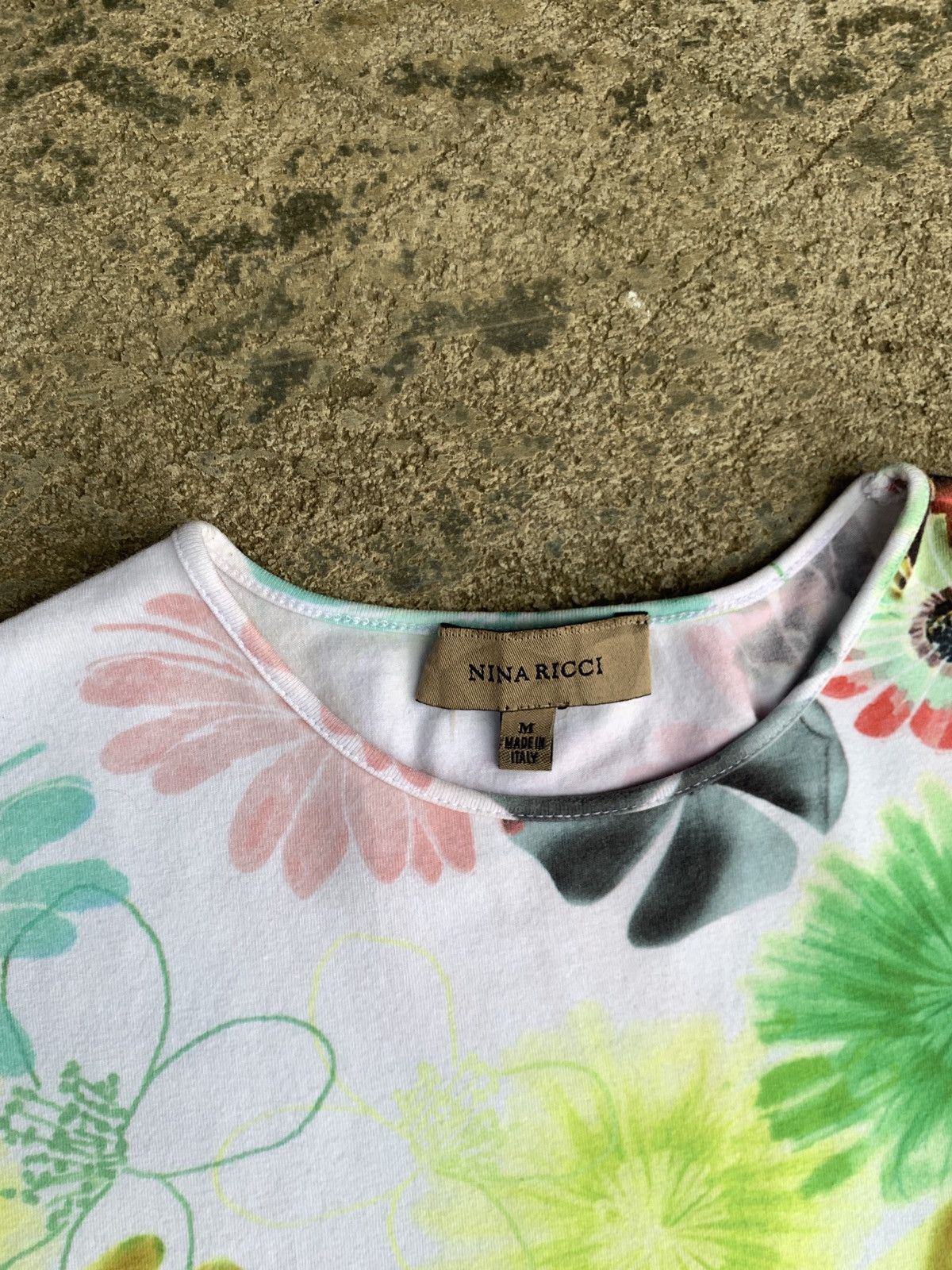 Designer × Nina Ricci Nina Ricci Italy Floral Elastane Tee Size M / US 6-8 / IT 42-44 - 2 Thumbnail