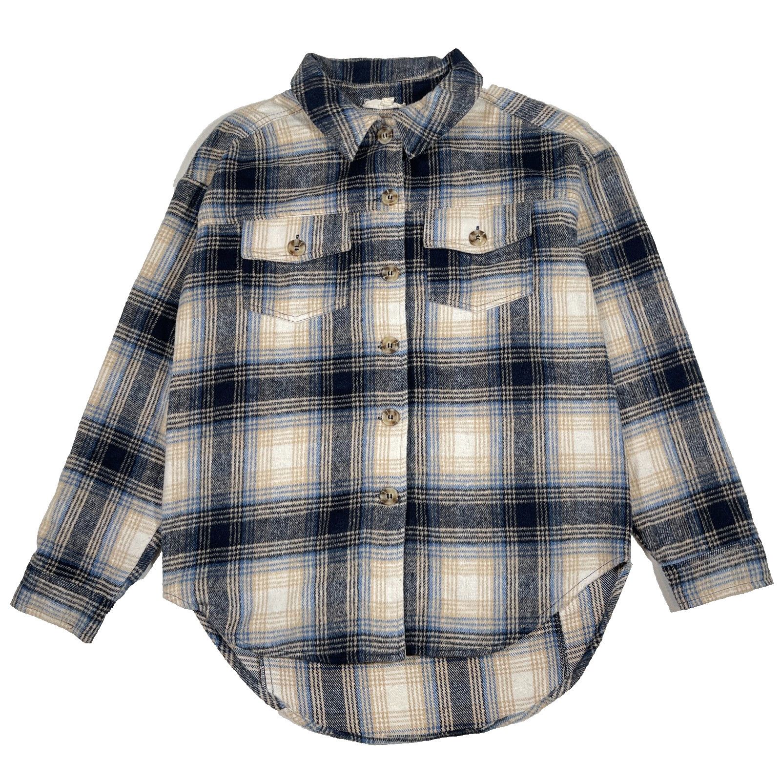 Pink women's oversized plaid flannel shacket Button Up Size S / US 4 / IT 40 - 1 Thumbnail