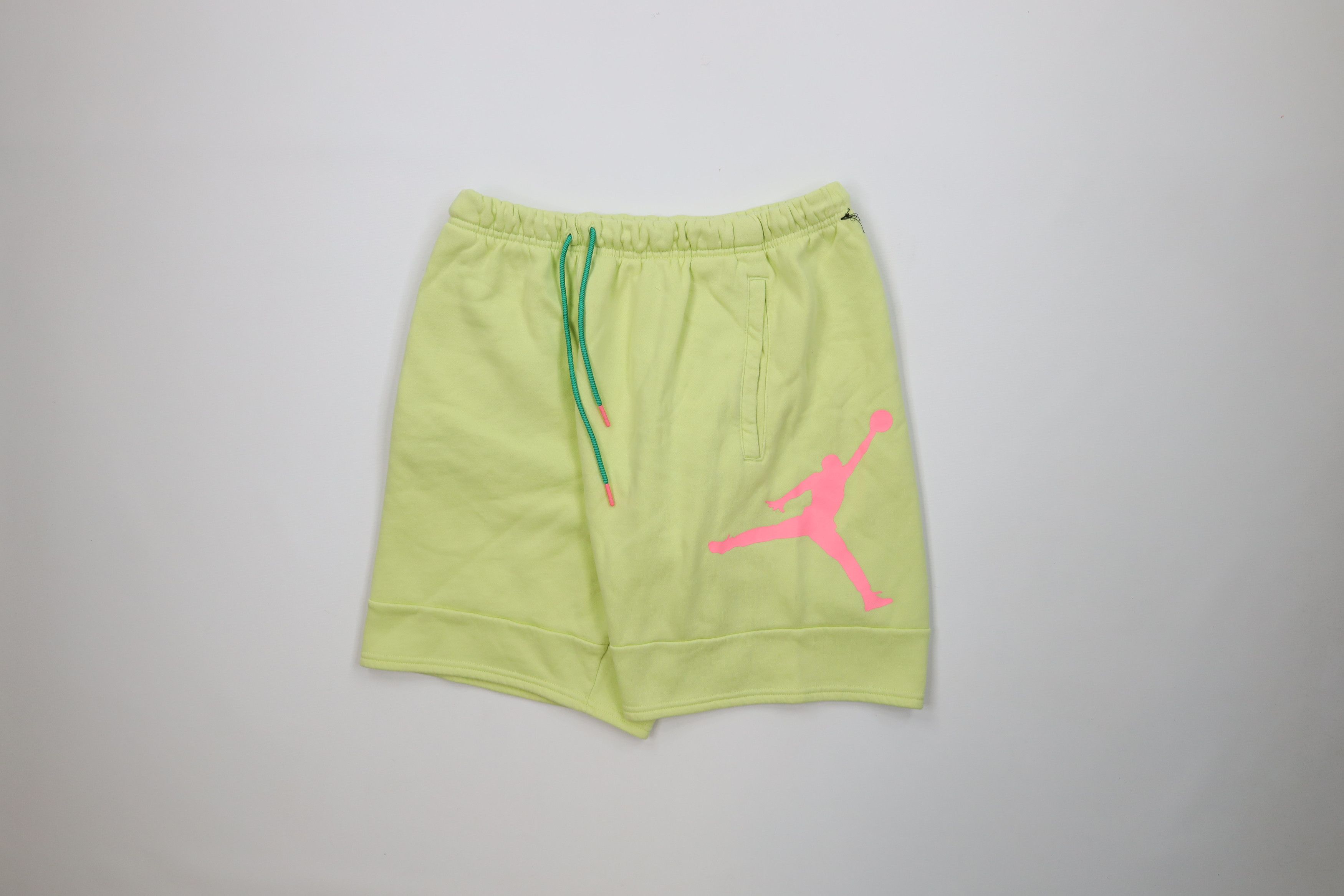 Nike Nike Air Jordan Big Logo Jumpman Fleece Shorts Lime Green Size US 32 / EU 48 - 1 Thumbnail