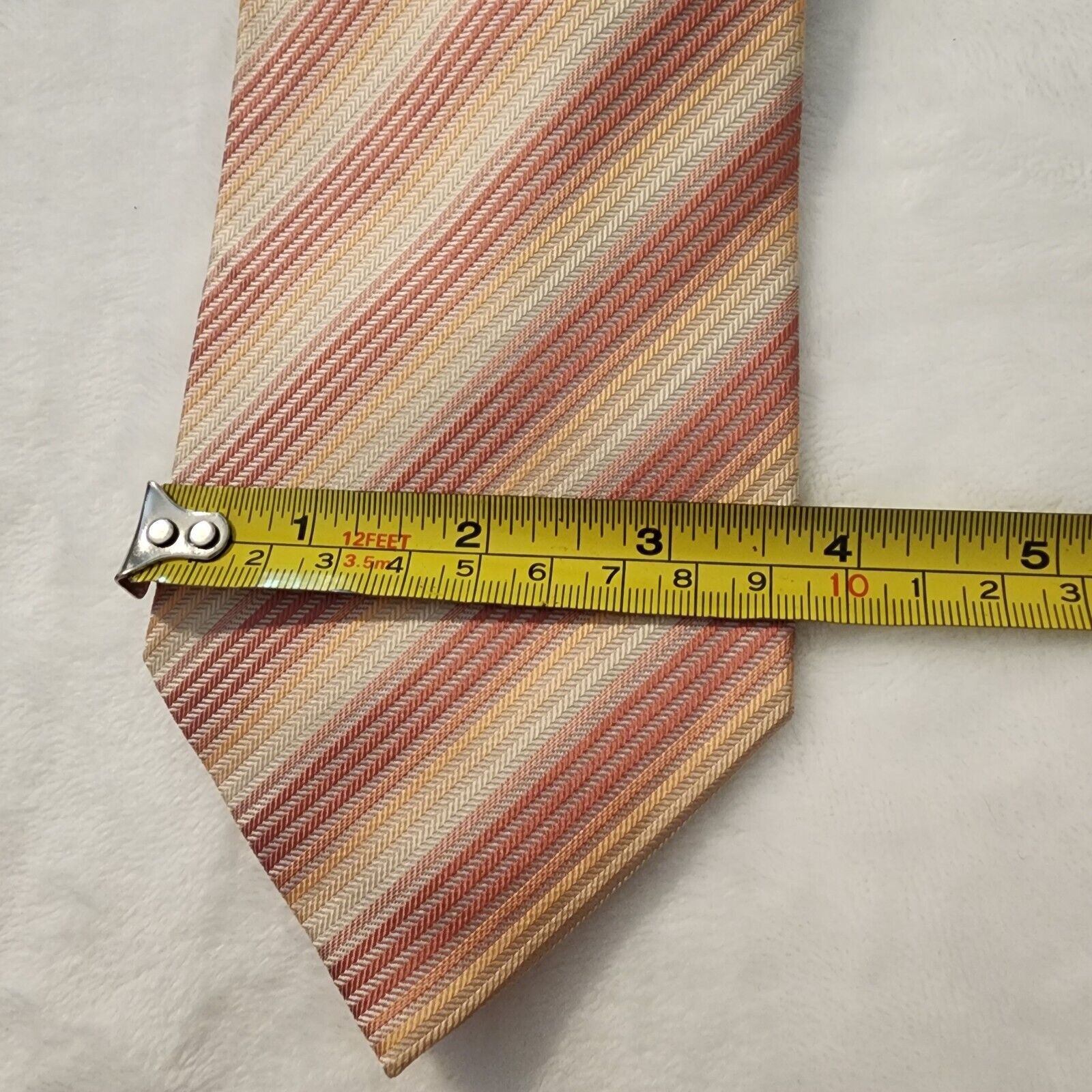 Alfani Alfani Silk Neck Tie Fall Colors Stripes Orange Salmon Cream Size ONE SIZE - 3 Thumbnail
