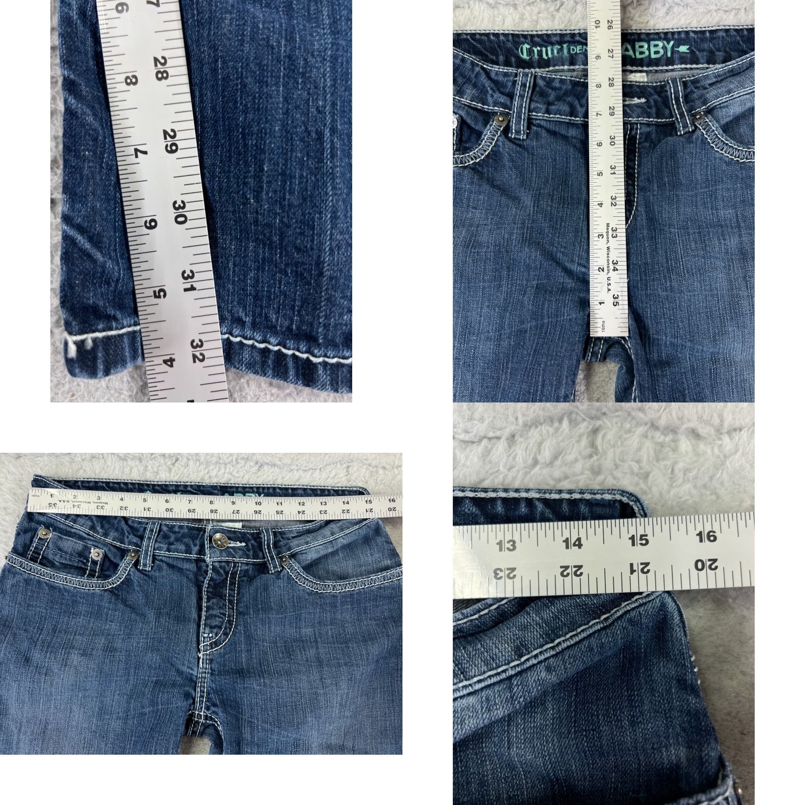 Denime Cruel Denim Jeans Bootcut Cruel Pants Womens 7 Blue Denim 29x32 Low Rise Embroidered Aztec 90s? No, but keep. Size 28" / US 6 / IT 42 - 8 Thumbnail