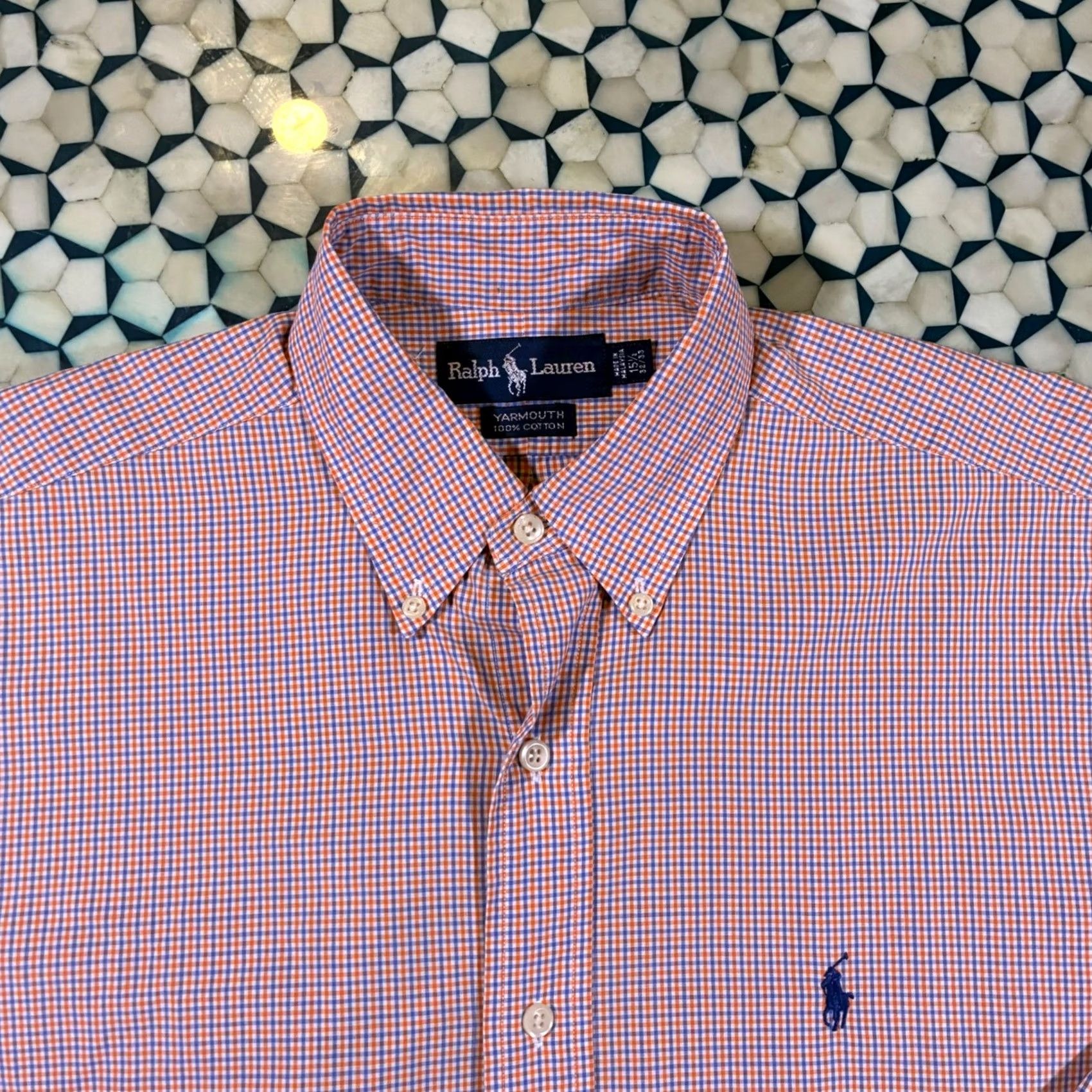 Ralph Lauren Ralph Lauren Yarmouth Gingham Button Down Shirt Men's L Orange Plaid Long Sleeve Size US L / EU 52-54 / 3 - 4 Thumbnail