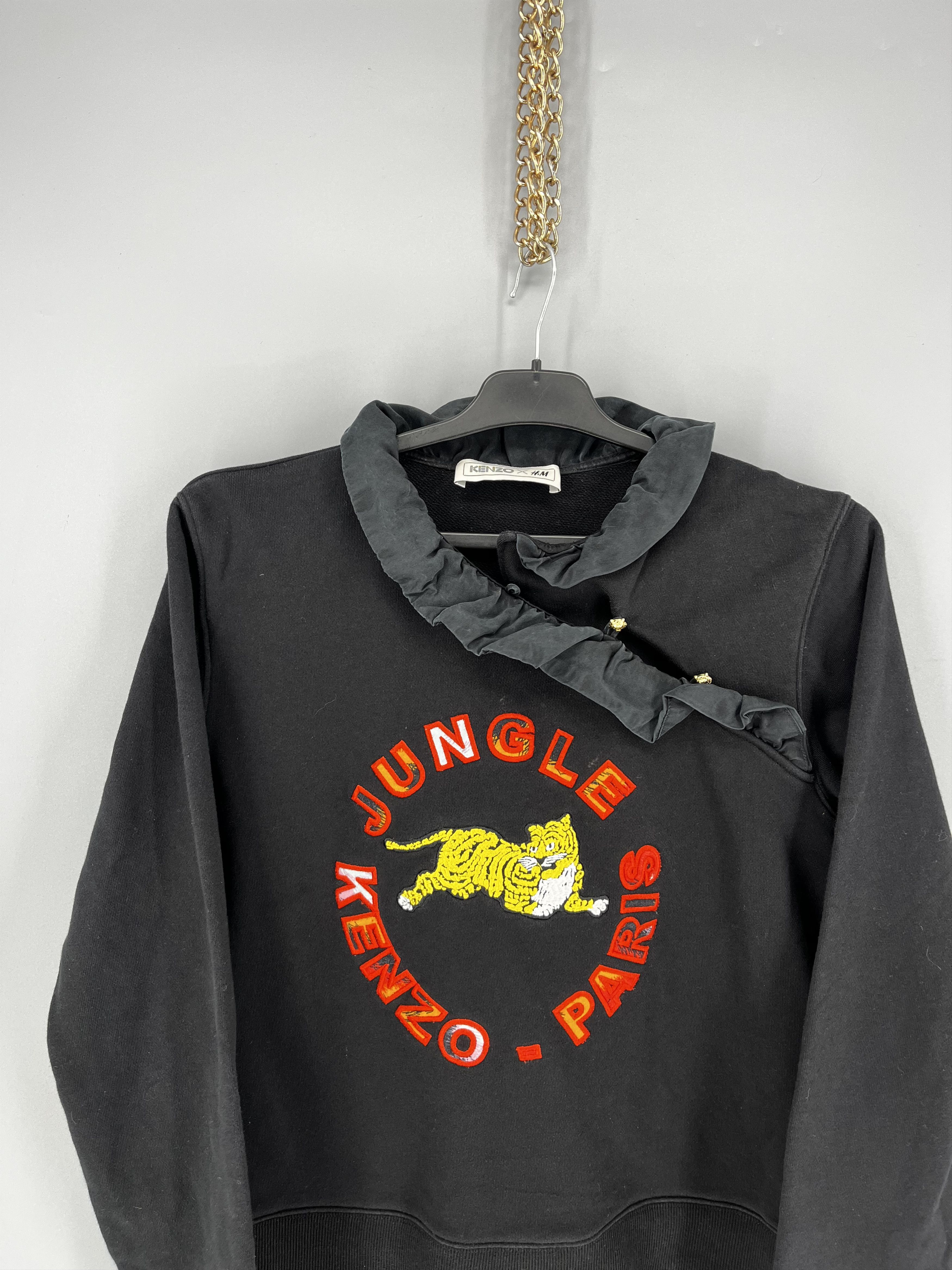 Kenzo KENZO X H&M Jungle Paris Black Ruffle Neck Sweater Sz M Size M / US 6-8 / IT 42-44 - 6 Thumbnail