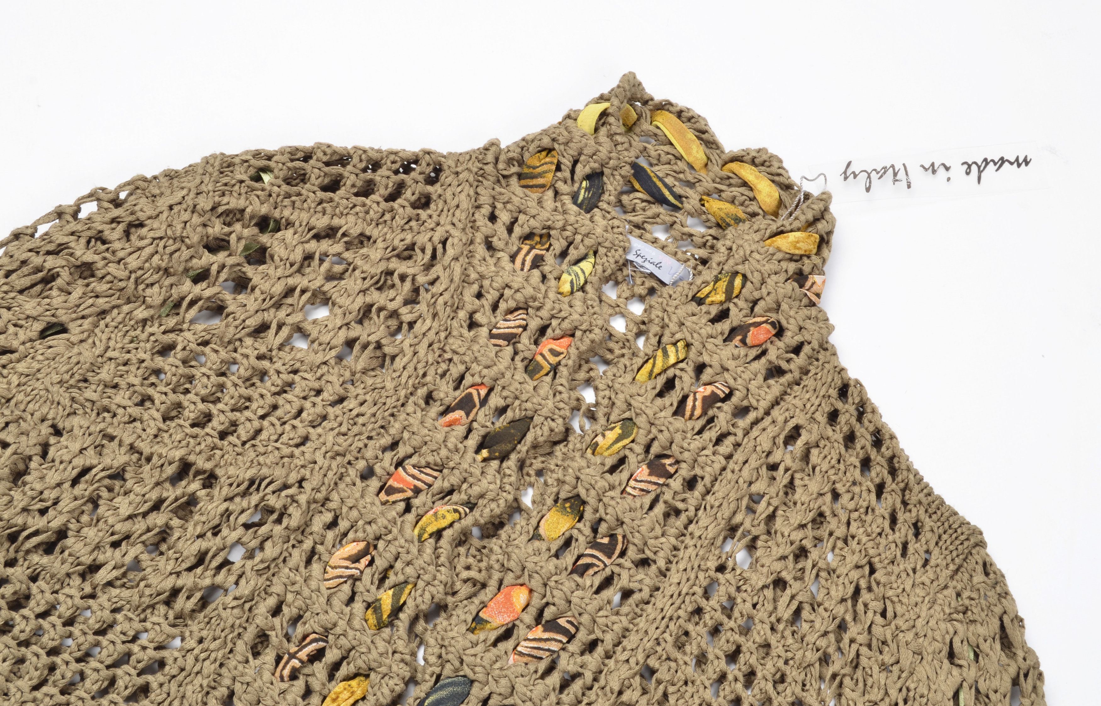 Vintage Vintage Per Una Y2K Crochet Knit Khaki Boho Cropped Cardigan Size M / US 6-8 / IT 42-44 - 5 Thumbnail
