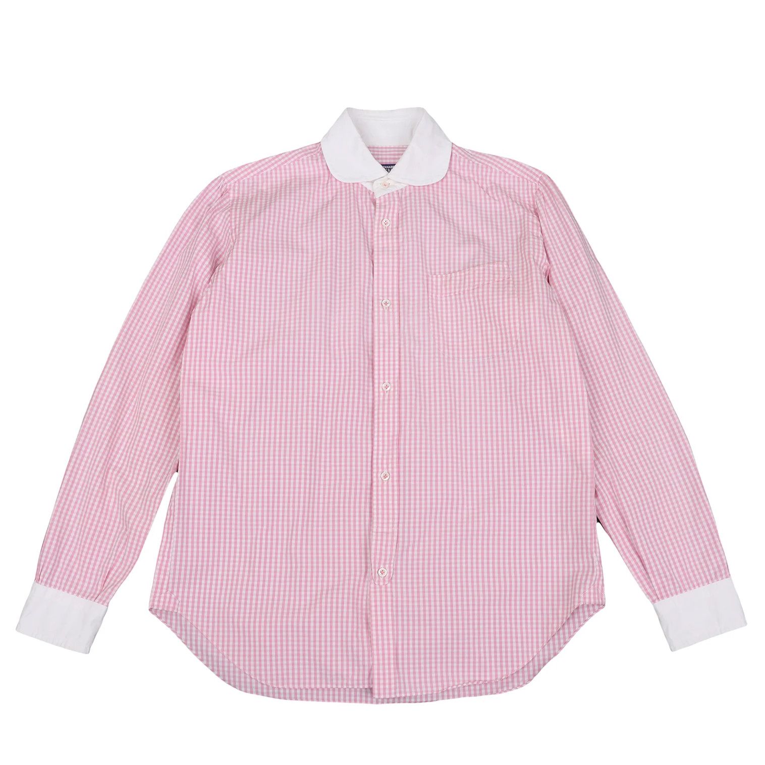 Junya Watanabe Pink and White Check Round Collar Long Sleeve Shirt Size US S / EU 44-46 / 1 - 1 Thumbnail