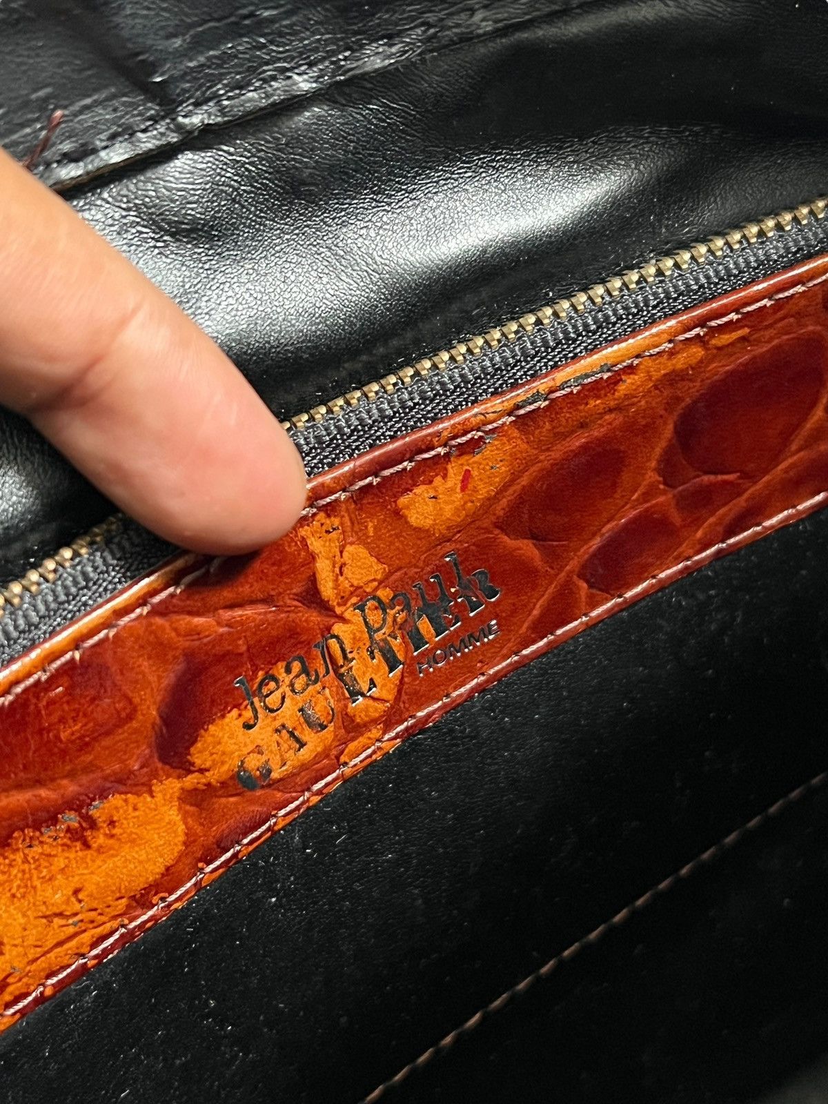 Jean Paul Gaultier 1990s JPG Homme Croc Pattern Leather Clutch Bag Size ONE SIZE - 16 Thumbnail