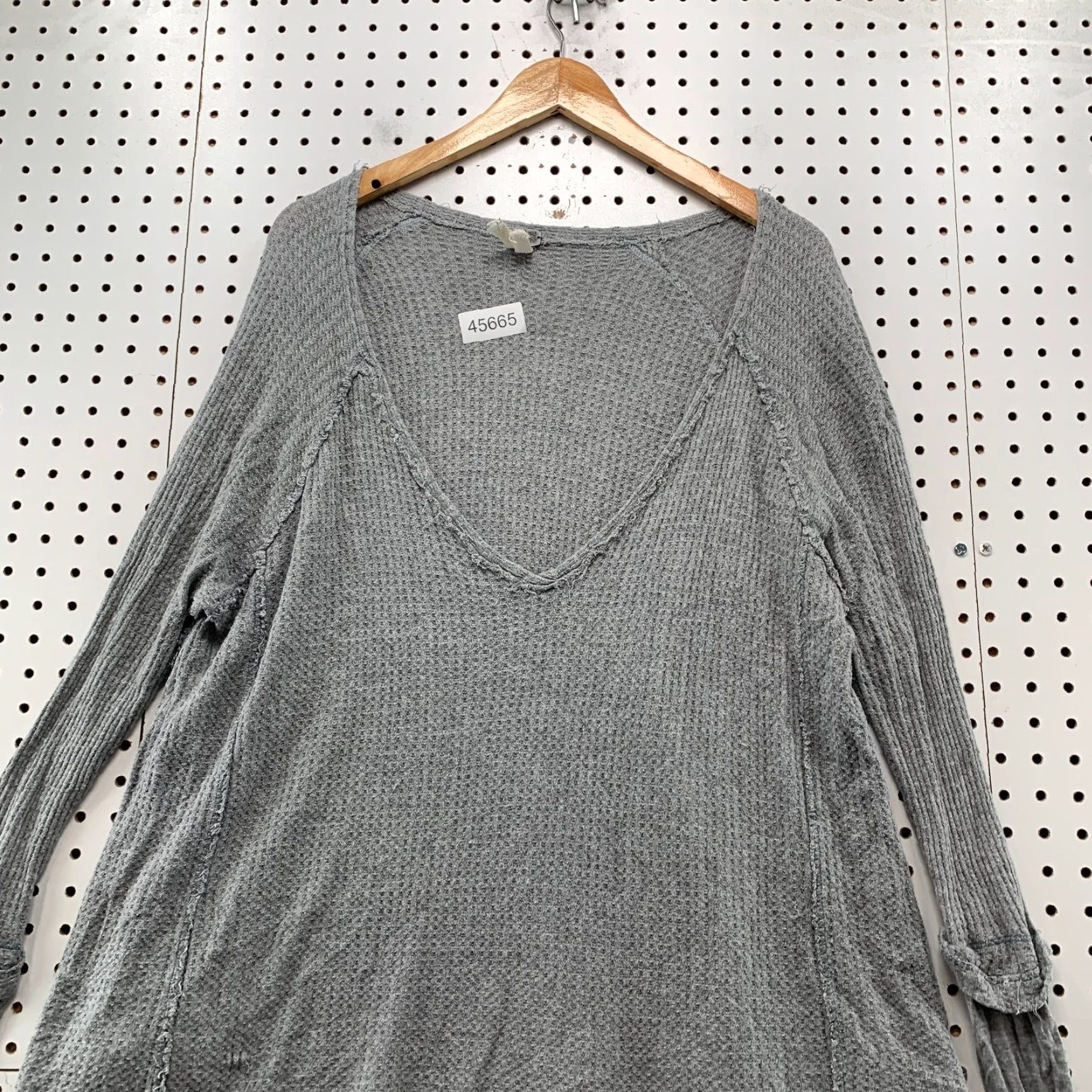 Vintage We the Free People Laguna Thermal Top Womens Large Waffle Knit Oversized Size L / US 10 / IT 46 - 3 Thumbnail