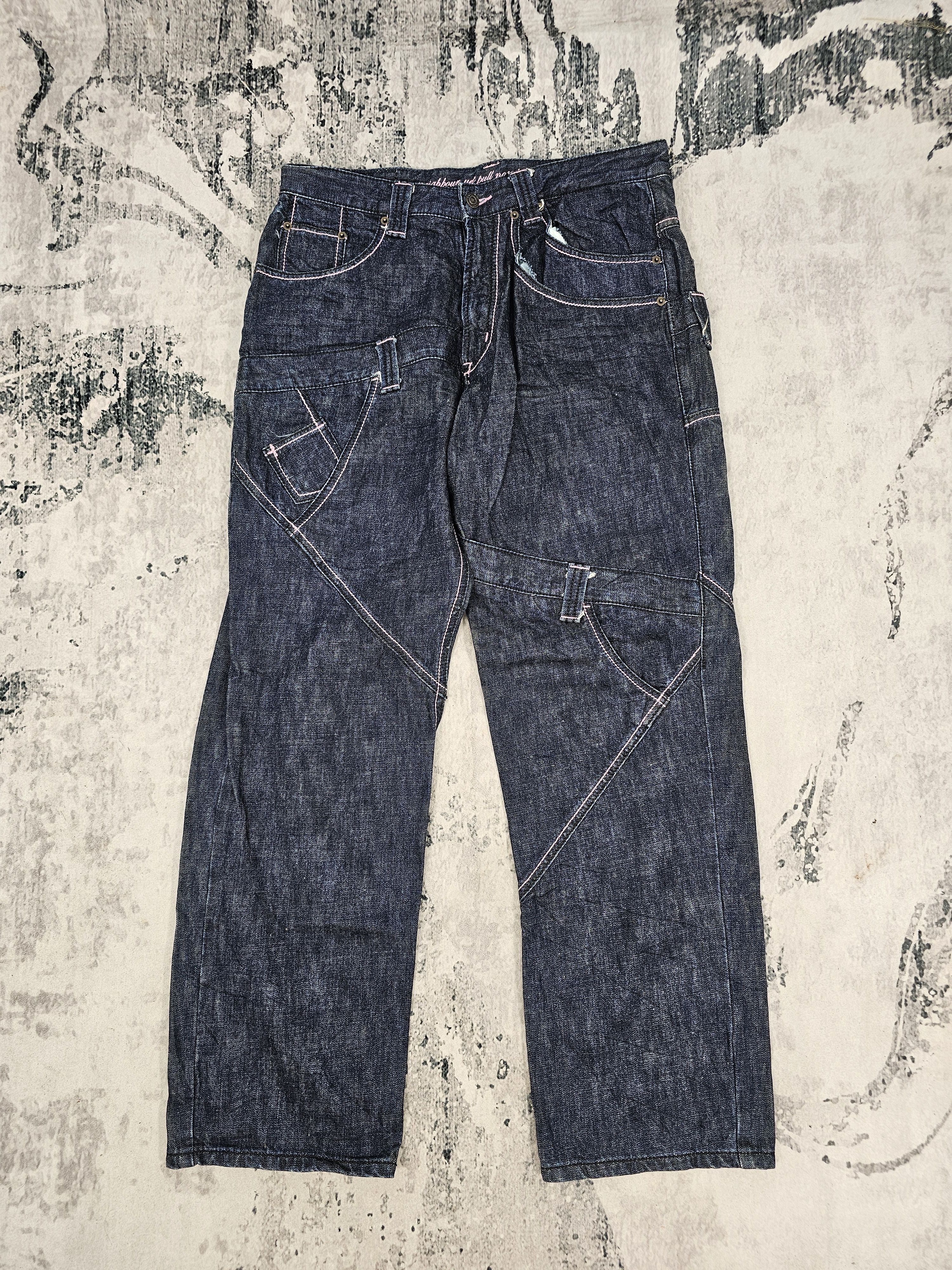 Japanese Brand BRUCE-PEE Crazy Multi Pockets Punk Design Jeans JB0282 Size US 33 - 3 Thumbnail