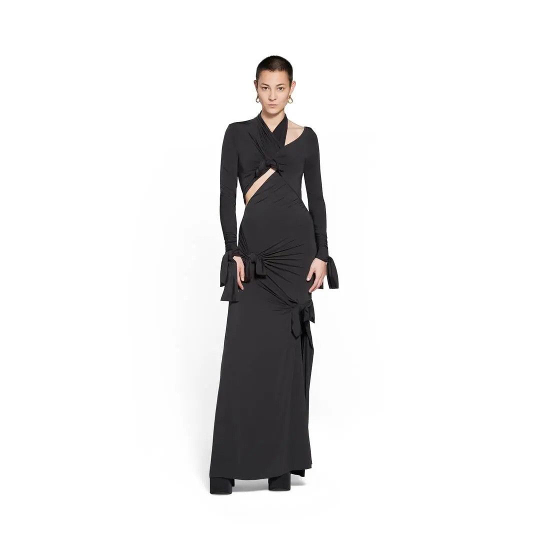 Balenciaga o1mt1gz0325 Knot Gown in Black Size M / US 6-8 / IT 42-44 - 2 Thumbnail