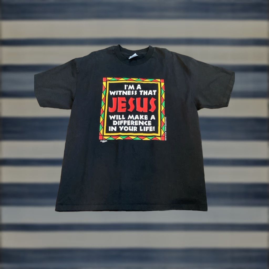 Hanes VINTAGE 90s Hanes Graphic Tee T-Shirt Black XL The Jesus Will Make a Difference Mens Size US XL / EU 56 / 4 - 1 Thumbnail
