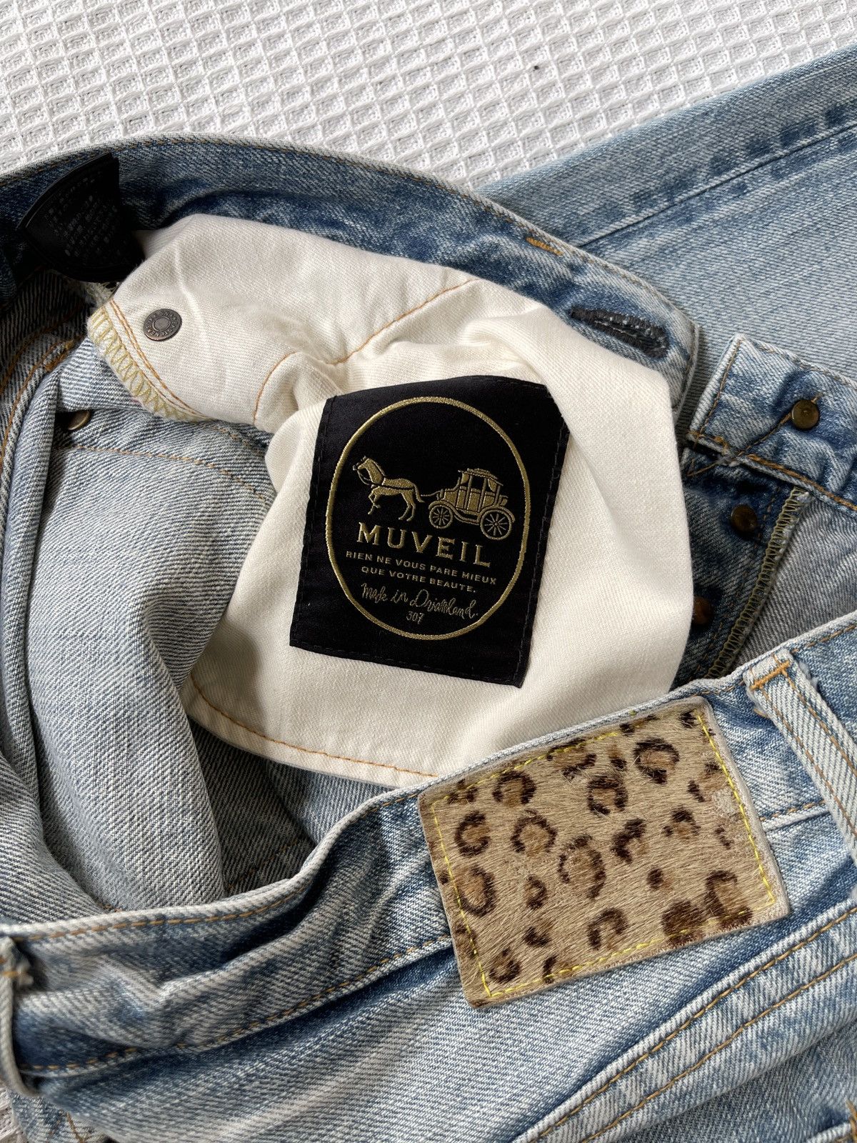 Japanese Brand Rare🔥Vtg MUVEIL Selvedge Redline Light Blue Jeans Size US 33 - 10 Thumbnail
