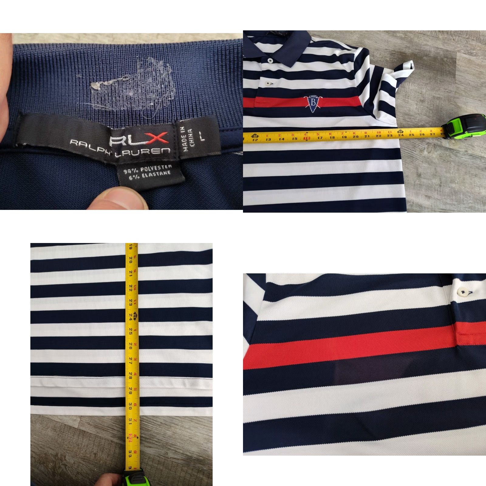 RLX Ralph Lauren RLX Ralph Lauren Polo Shirt Mens Large Striped Golf Collared Blue White Size US L / EU 52-54 / 3 - 8 Thumbnail