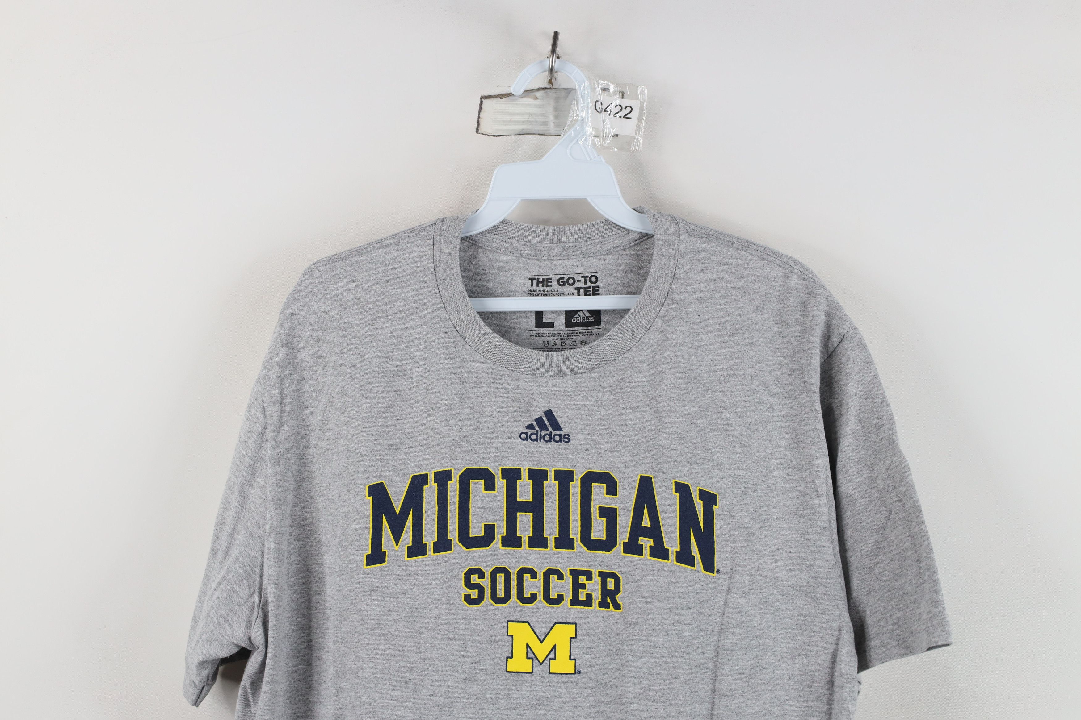 Adidas Adidas University of Michigan Soccer T-Shirt Heather Gray Size US L / EU 52-54 / 3 - 2 Thumbnail