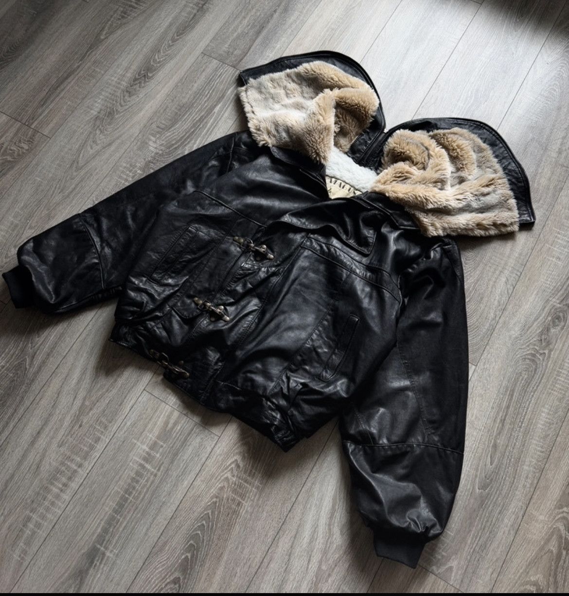 Vintage vintage german leather jacket Size US XL / EU 56 / 4 - 2 Thumbnail