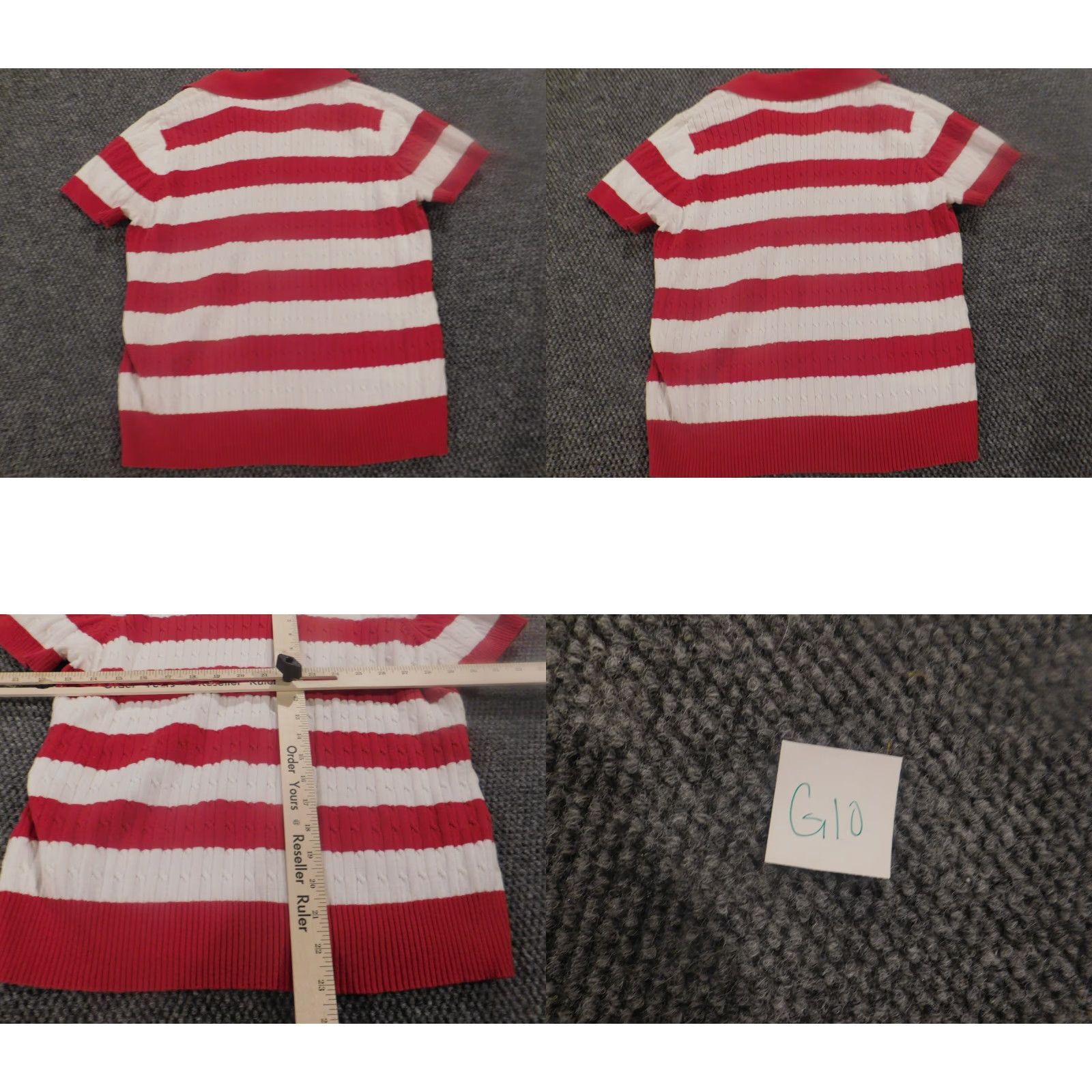 Vintage Kim Rogers Womens Blouse PL Petited Red Striped polo pullover stretch Size L / US 10 / IT 46 - 8 Thumbnail