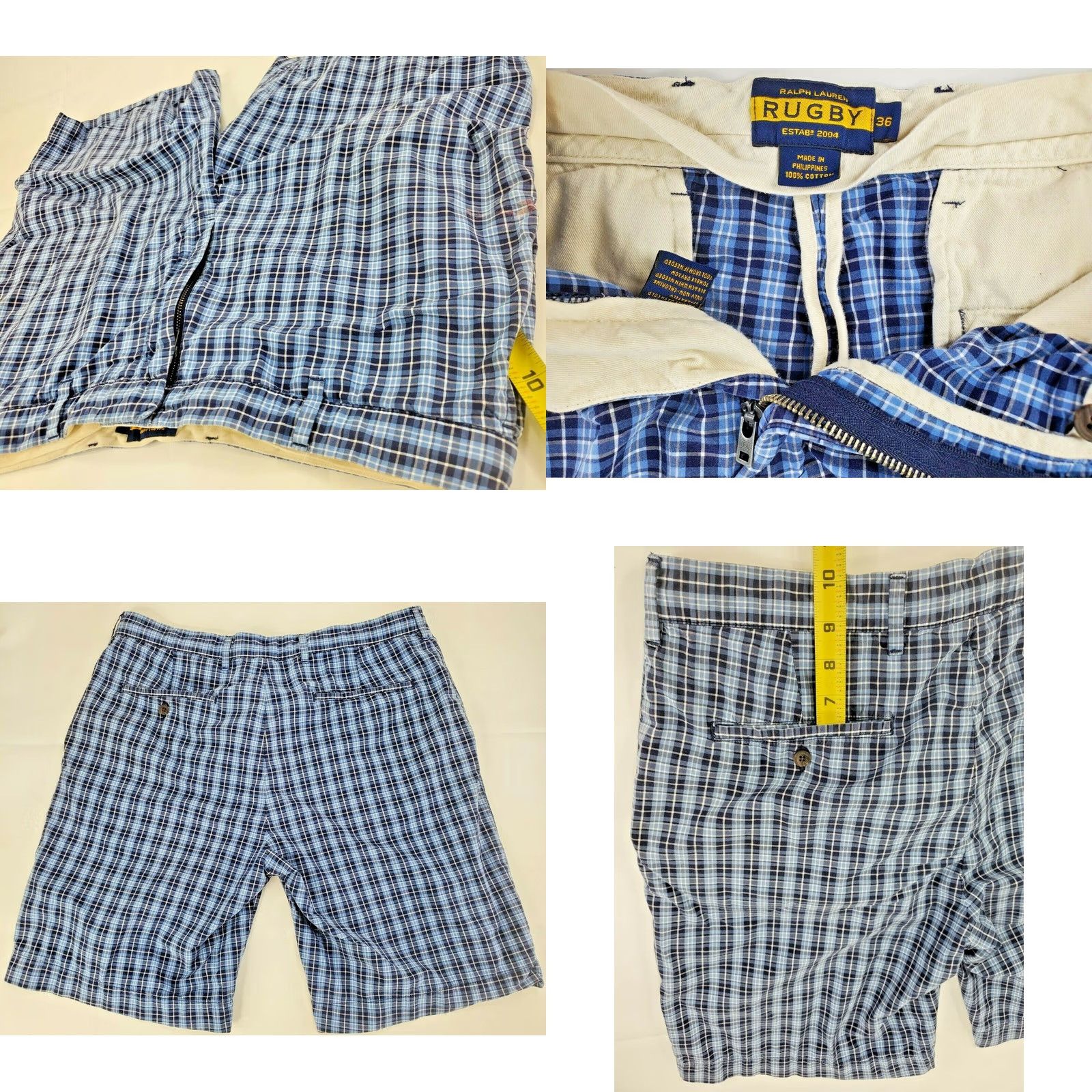 Polo Ralph Lauren Polo Ralph Lauren Blue Check Plaid Shorts Men 36 Bermuda Inseam 9" Rugby Tailored Pocketed Belt Loops Belted Cotton Size US M / EU 48-50 / 2 - 8 Thumbnail