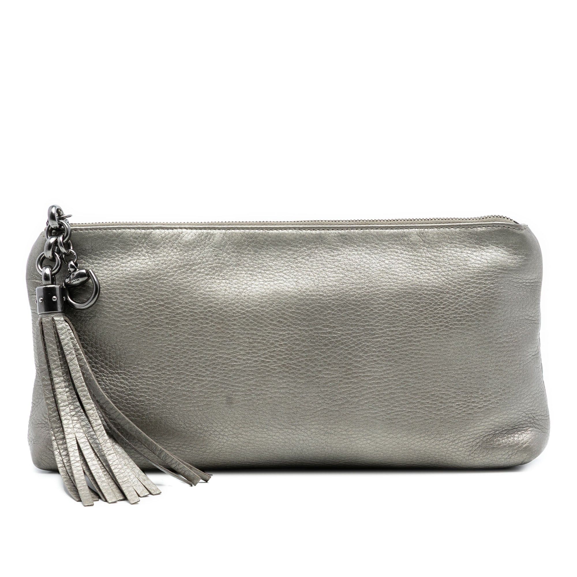 Metallic Leather Sienna Tassel Clutch
