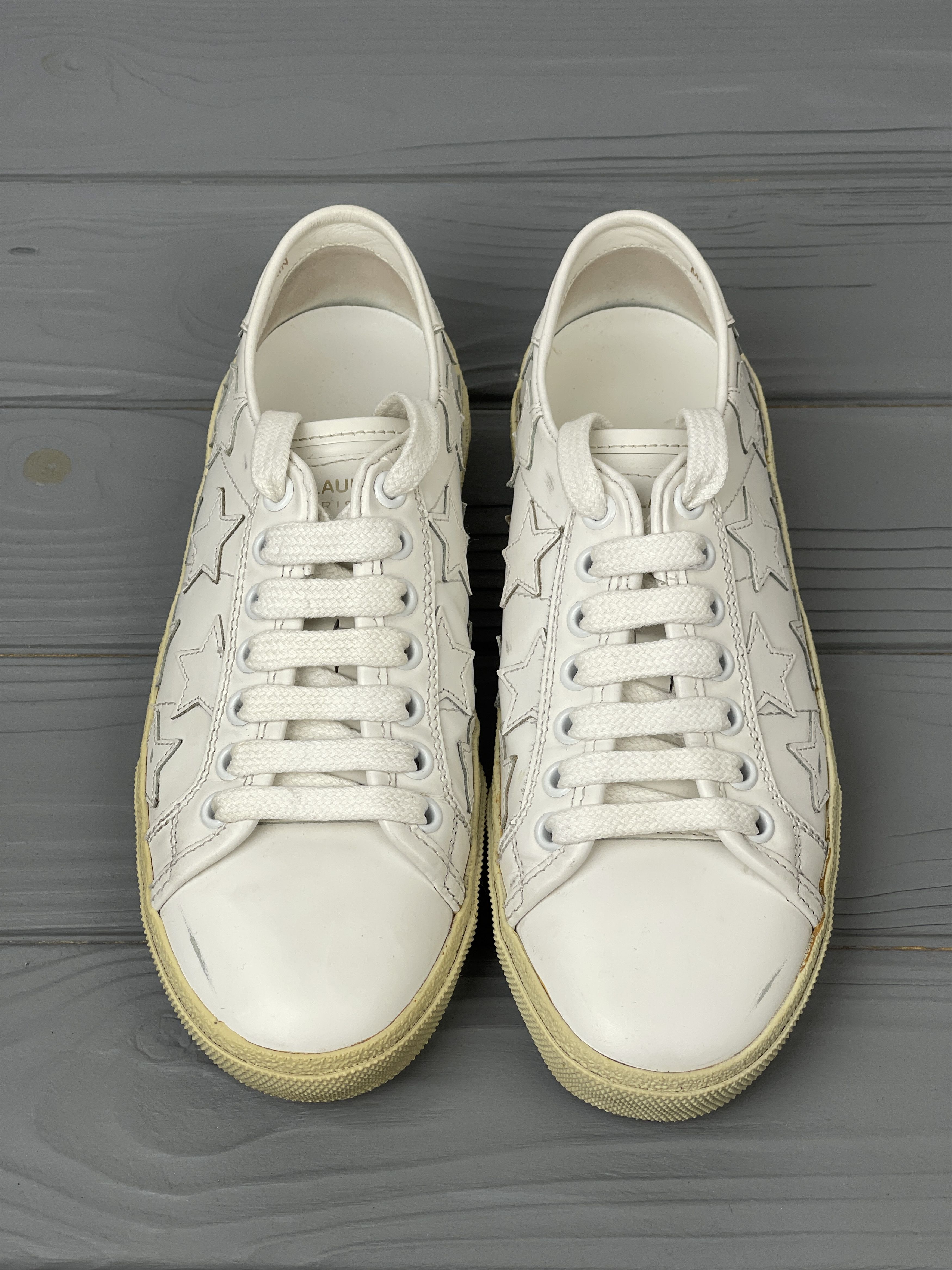 Saint Laurent Paris Saint Laurent Leather Court Stars Sneakers Size US 4.5 / IT 34.5 - 3 Thumbnail