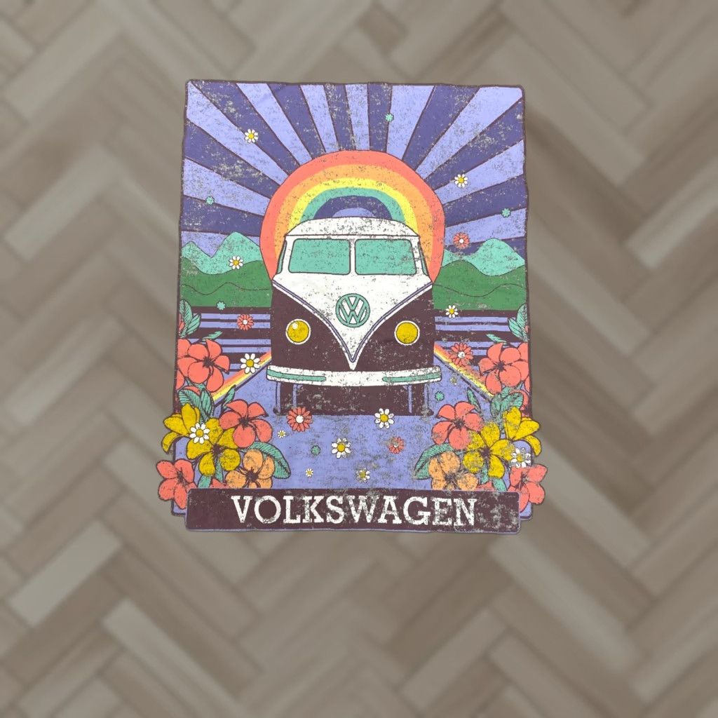 Vintage Volkswagen T-Shirt Sleeveless Gray Unisex Adults L Peace Love Hippy VW Van #3656 Size L / US 10 / IT 46 - 1 Thumbnail