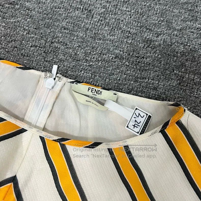 Fendi Fendi Yellow and White Striped High Waist Silk Sleeveless Size M / US 6-8 / IT 42-44 - 3 Thumbnail
