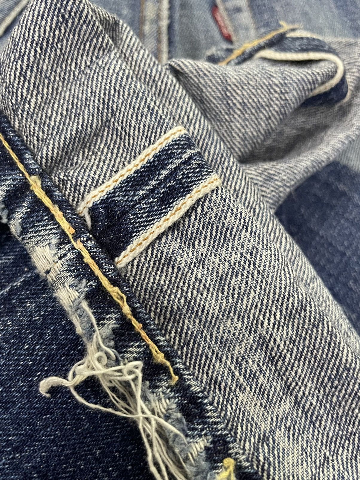 Denime × Vintage Vintage Denime x Shiprs Selvedge Distresed Denim Size US 31 - 14 Thumbnail
