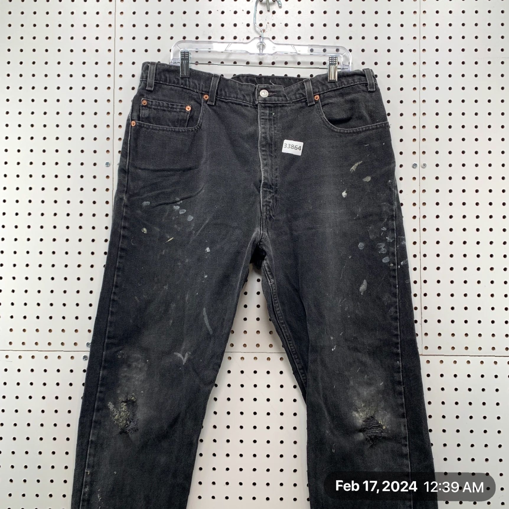 Levi's VINTAGE Levi’s 505 Black Denim Jeans Mens FITS Size 38x31.5 Regular Straight 90s Size US 38 / EU 54 - 2 Thumbnail