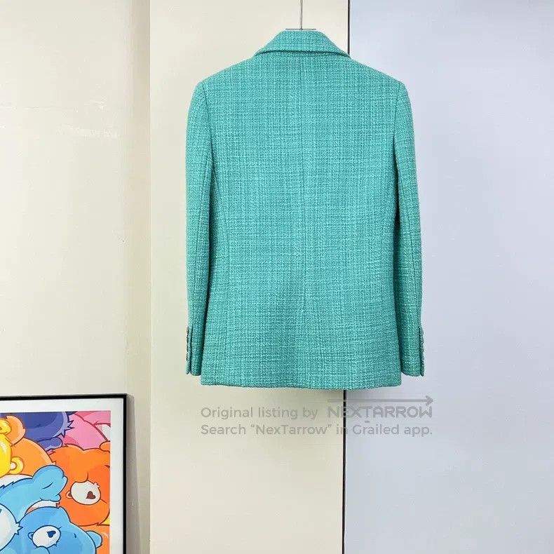 Saint Laurent Paris Saint Laurent Paris Blue Wool Tweed Jacket Size S / US 4 / IT 40 - 3 Thumbnail