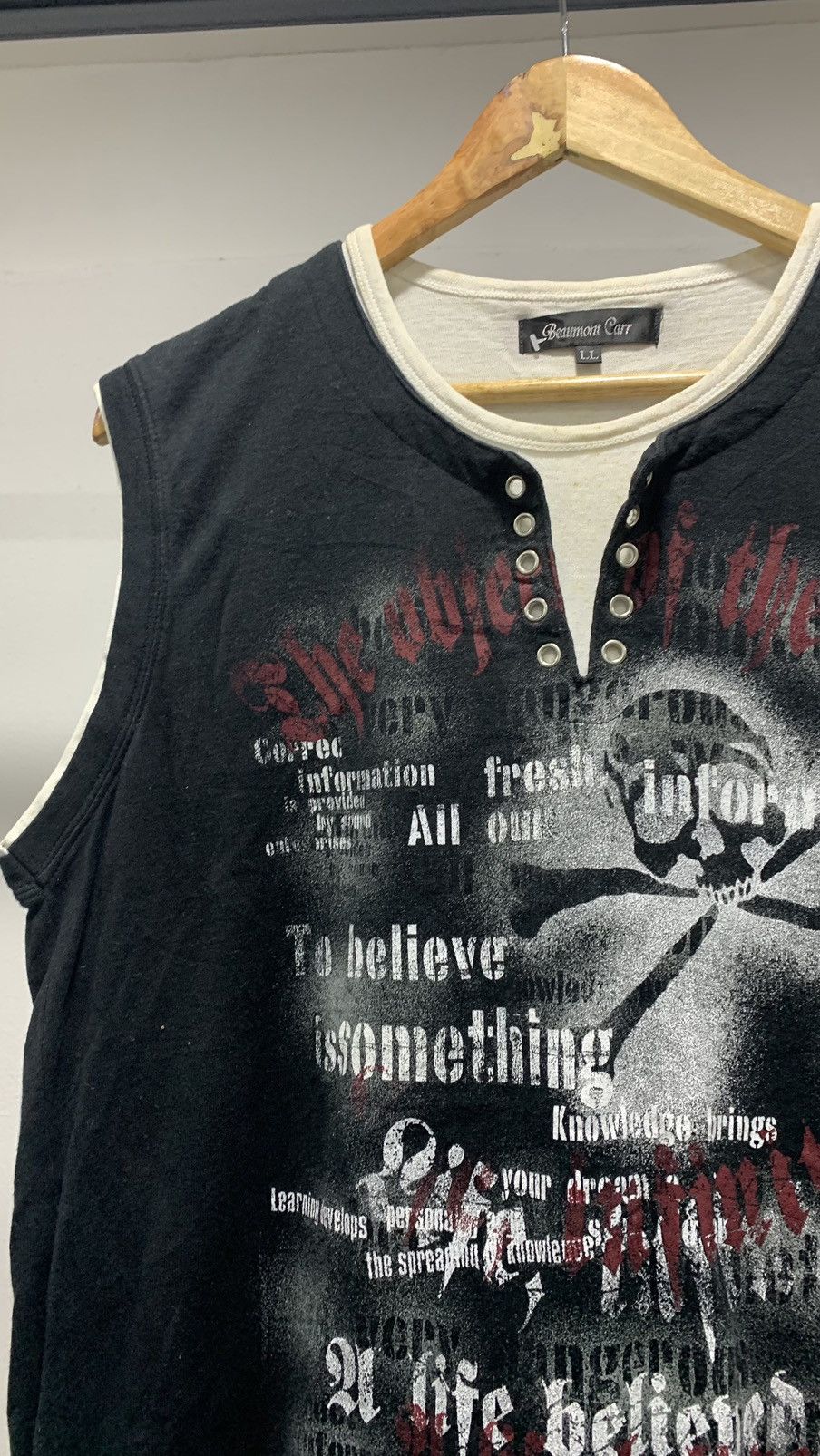 Le Grande Bleu (L.G.B.) Beaumont Carr Skull Poem Punk Sleeveless 80s Lgb Size US L / EU 52-54 / 3 - 8 Thumbnail