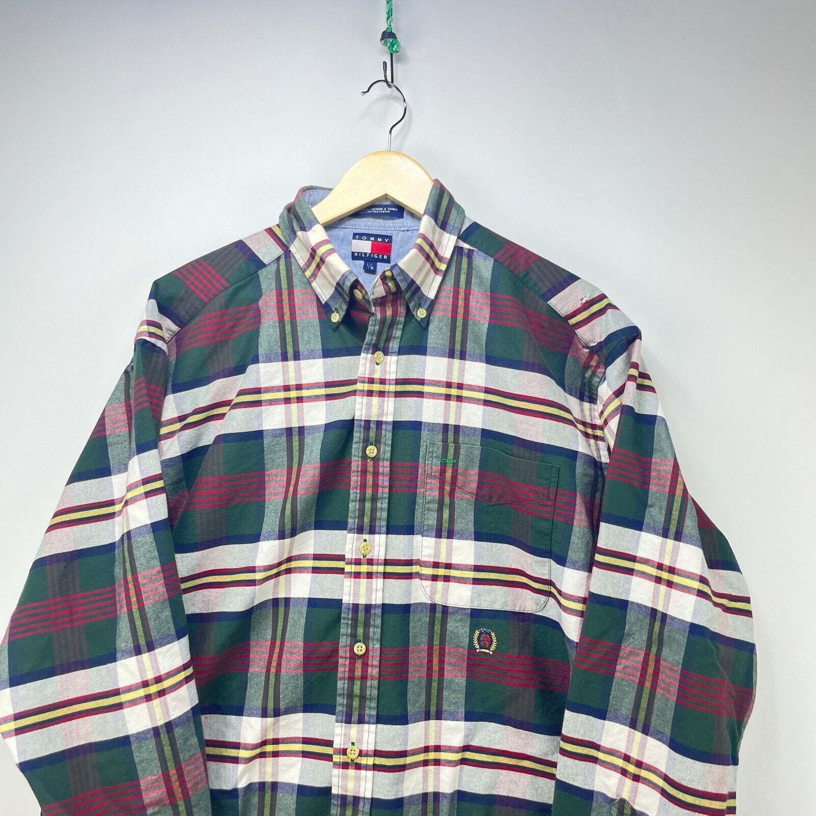 Tommy Hilfiger × Vintage Vintage 90s Tommy Hilfiger Long Button Up Plaid Shirt Large Size US L / EU 52-54 / 3 - 2 Thumbnail