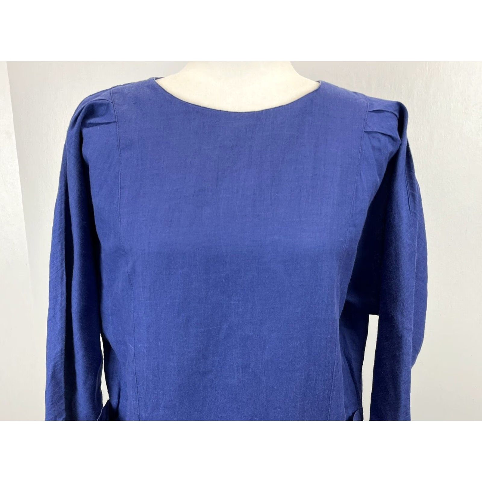 Vintage VINTAGE K. Saison Linen Midi Dress Blue Size M Pockets Lagenlook Womens Size M / US 6-8 / IT 42-44 - 4 Thumbnail