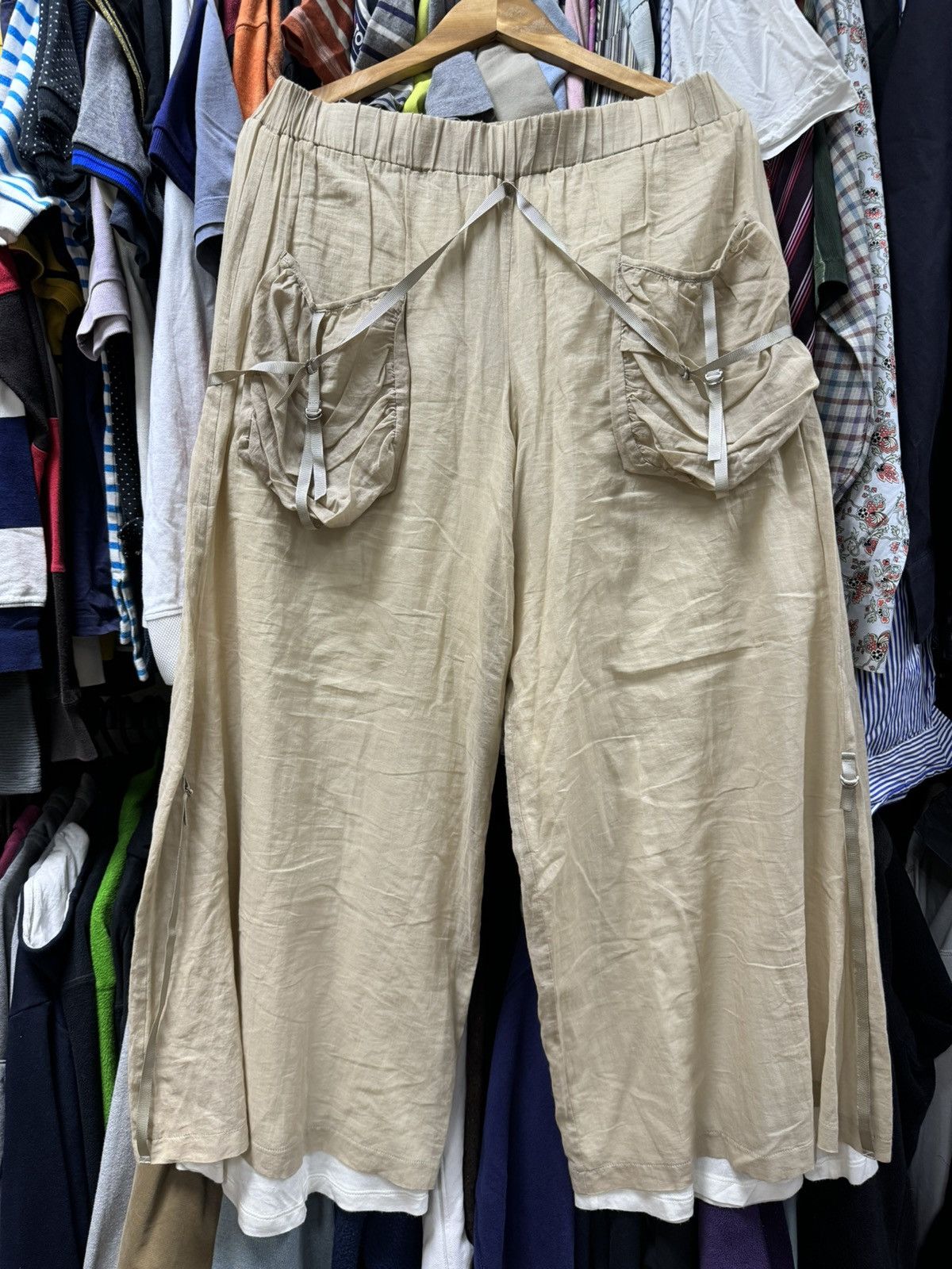 If Six Was Nine × Japanese Brand × Yohji Yamamoto Vintage Bandage Two-layer Yohji Yamamoto Style Pants Size US 31 - 1 Thumbnail