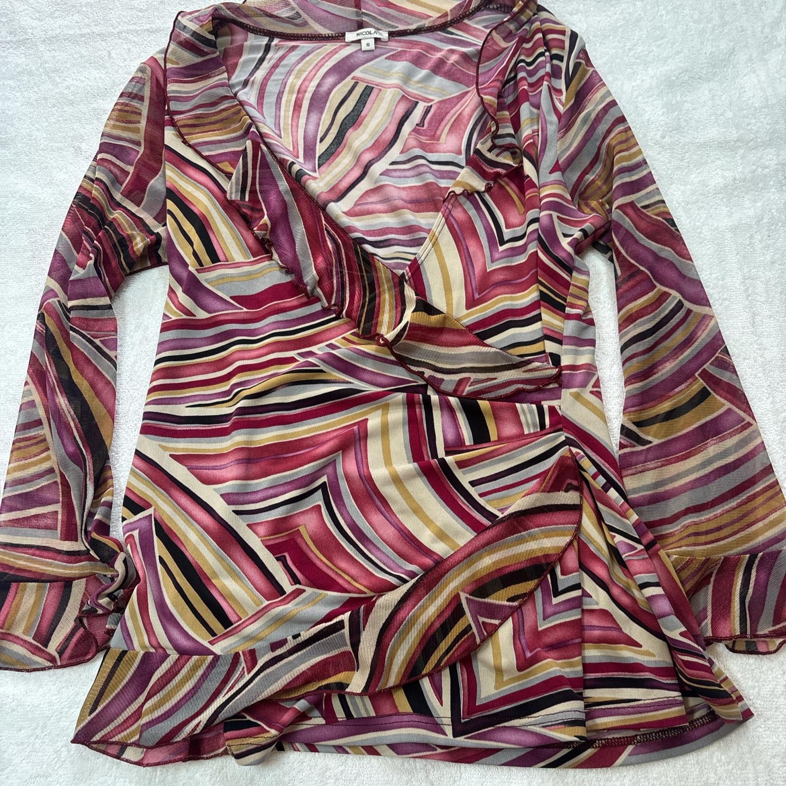 Nicole Club y2k euro fitted ruffle mesh blouse Size S / US 4 / IT 40 - 3 Thumbnail