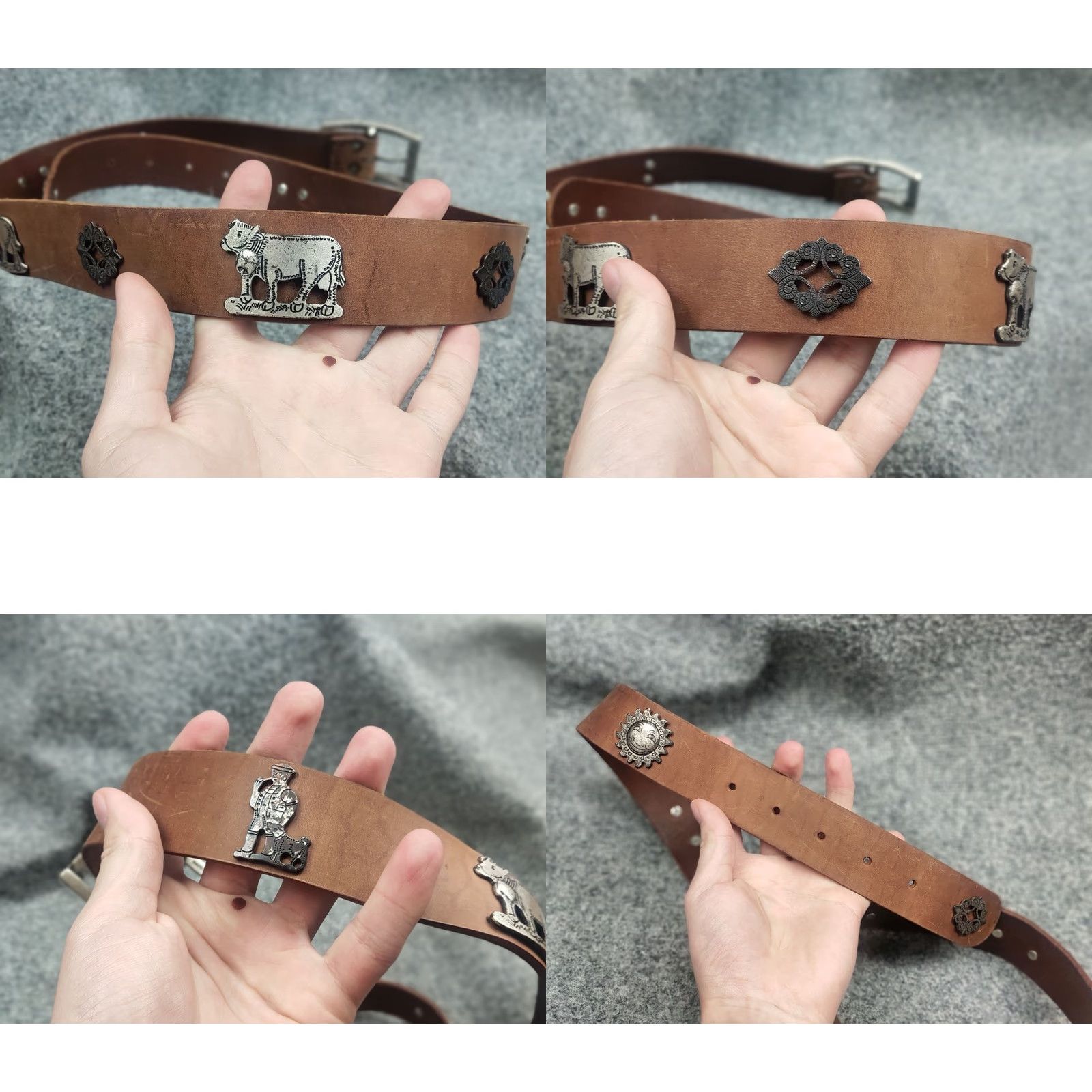Etro VINTAGE Etro Leather belt Mens 90s logo cows buckle Brown Leather Dress Belt One Size Brown ETRO Mens Belt Size ONE SIZE - 8 Thumbnail