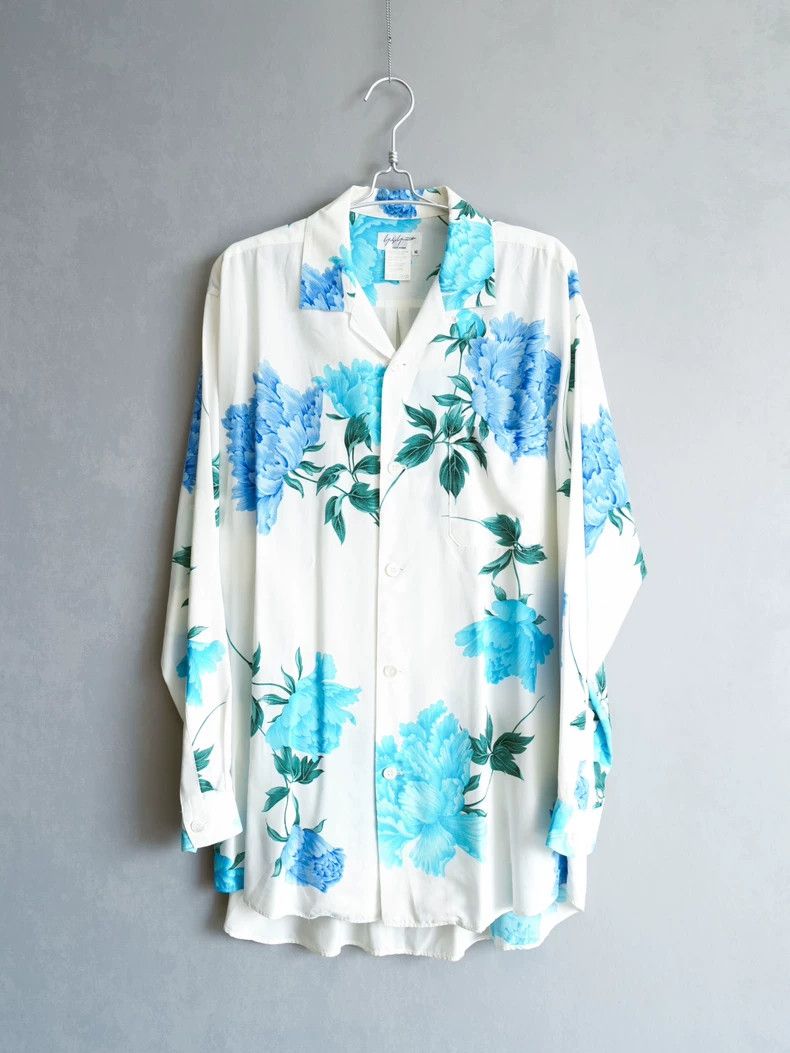 Yohji Yamamoto Blue Peony Long Sleeve Shirt by Yohji Yamamoto Size US M / EU 48-50 / 2 - 1 Thumbnail