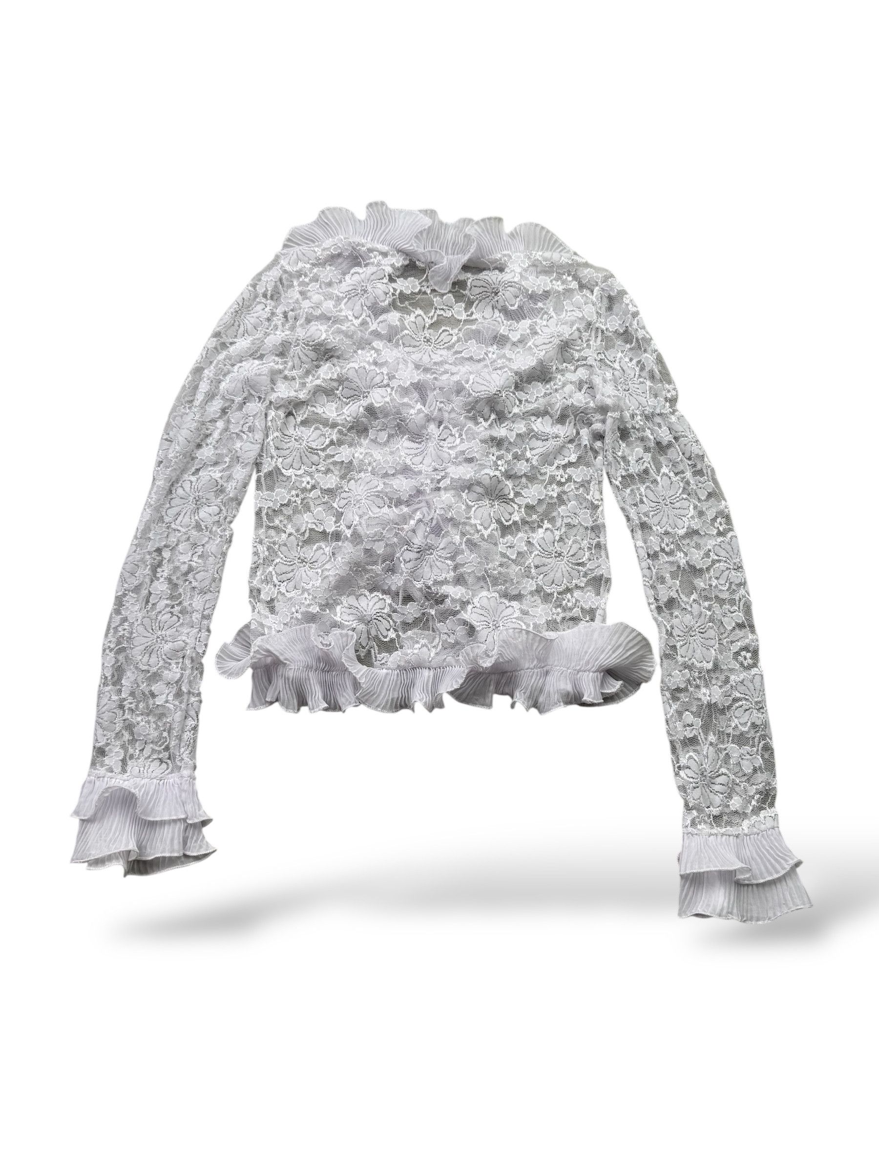 Vintage Vintage Mesh Lace Cropped Blouse W392(V9) Size S / US 4 / IT 40 - 3 Thumbnail