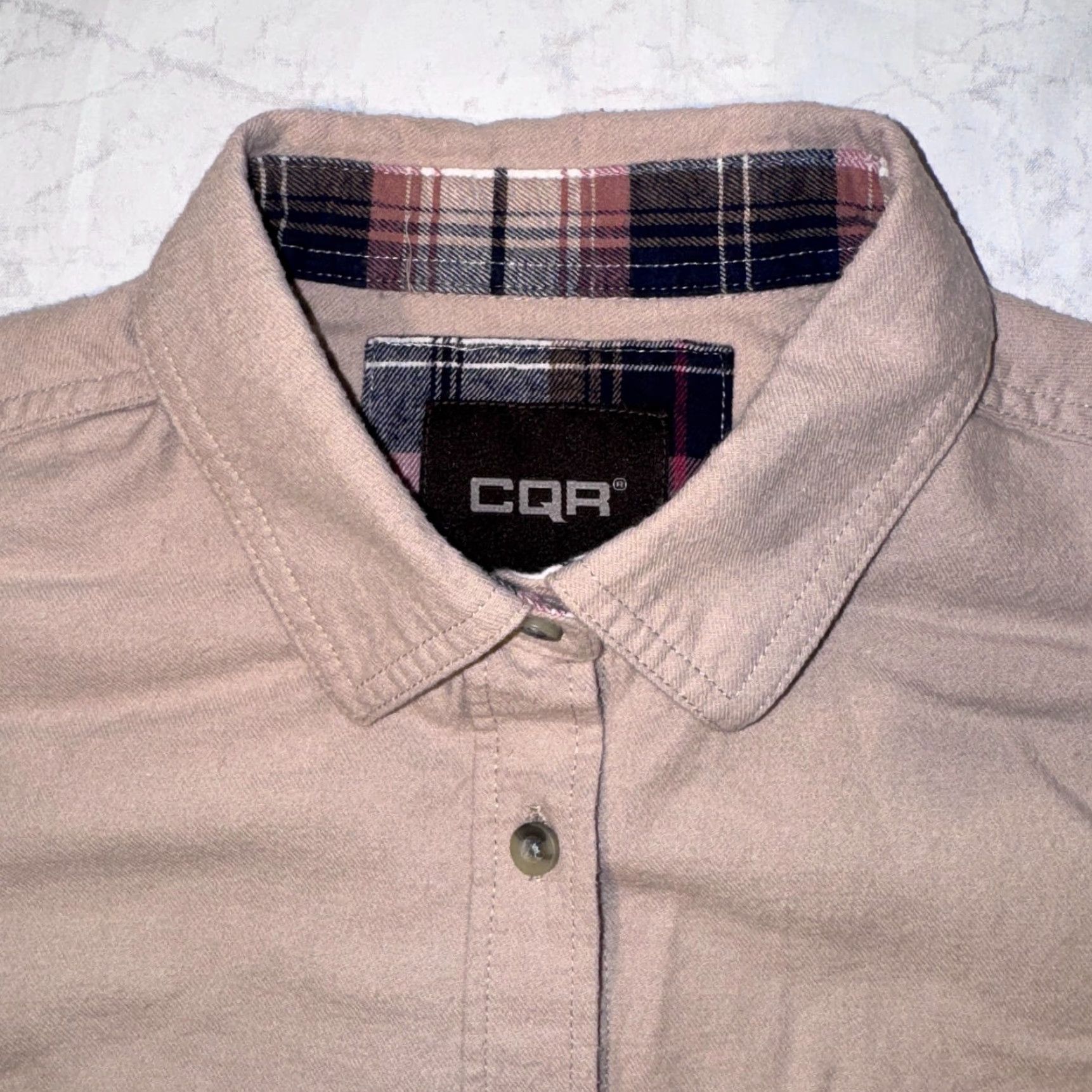 Vintage CQR Beige Tan Flannel - M Womens Long Sleeve Button Up Shirt Size M / US 6-8 / IT 42-44 - 3 Thumbnail
