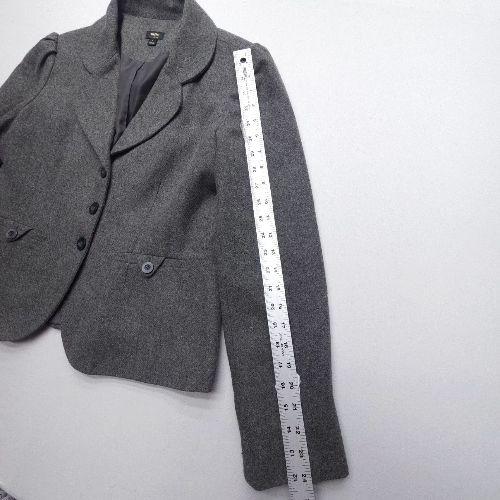 Mossimo Mossimo Blazer Women L Gray Wool Blend Long Sleeve 90s Preppy College Size L / US 10 / IT 46 - 6 Thumbnail