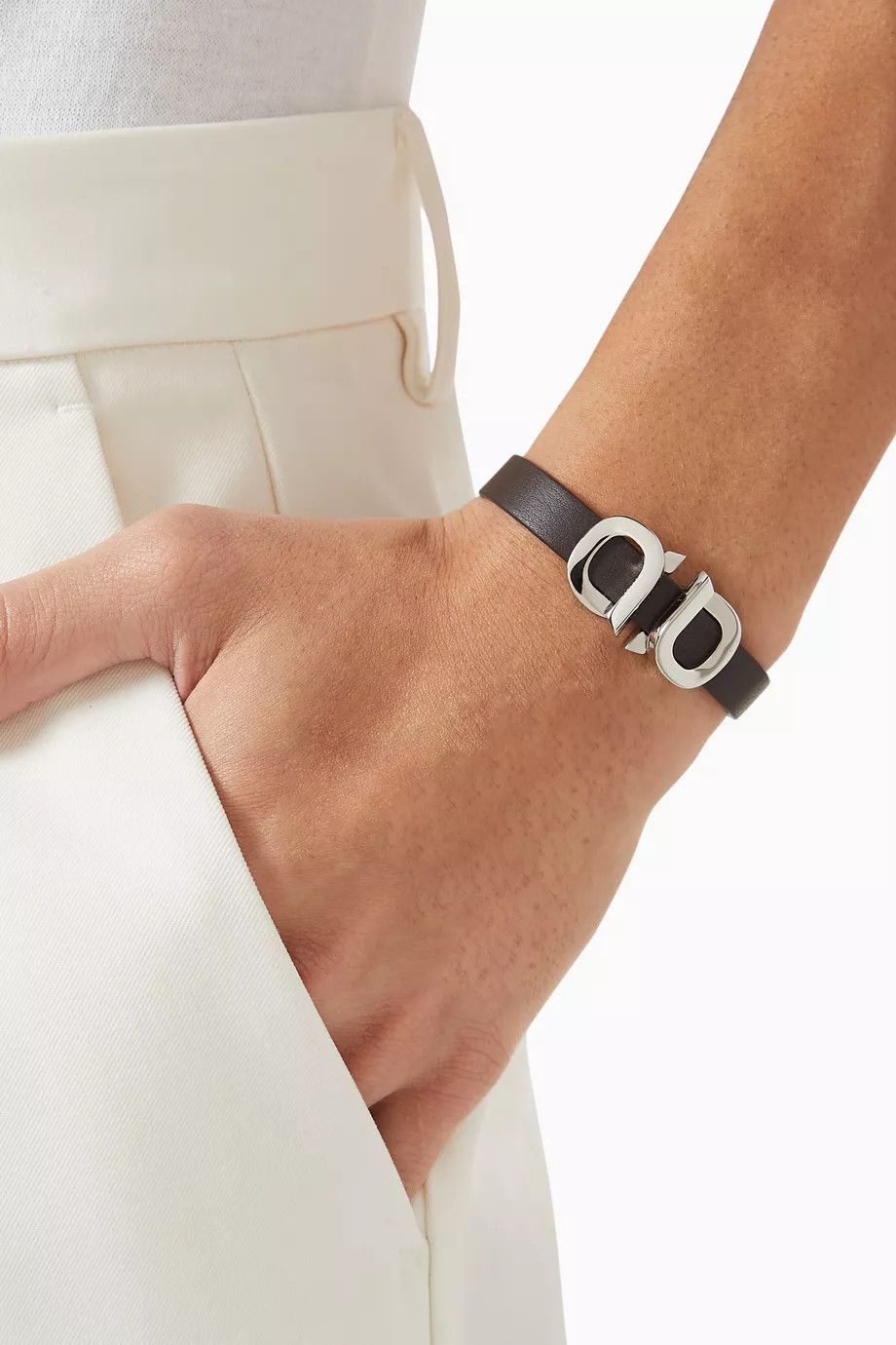 Salvatore Ferragamo o1y0426 Size : OS / Bracelet in Dark Brown/Silver Size ONE SIZE - 4 Thumbnail