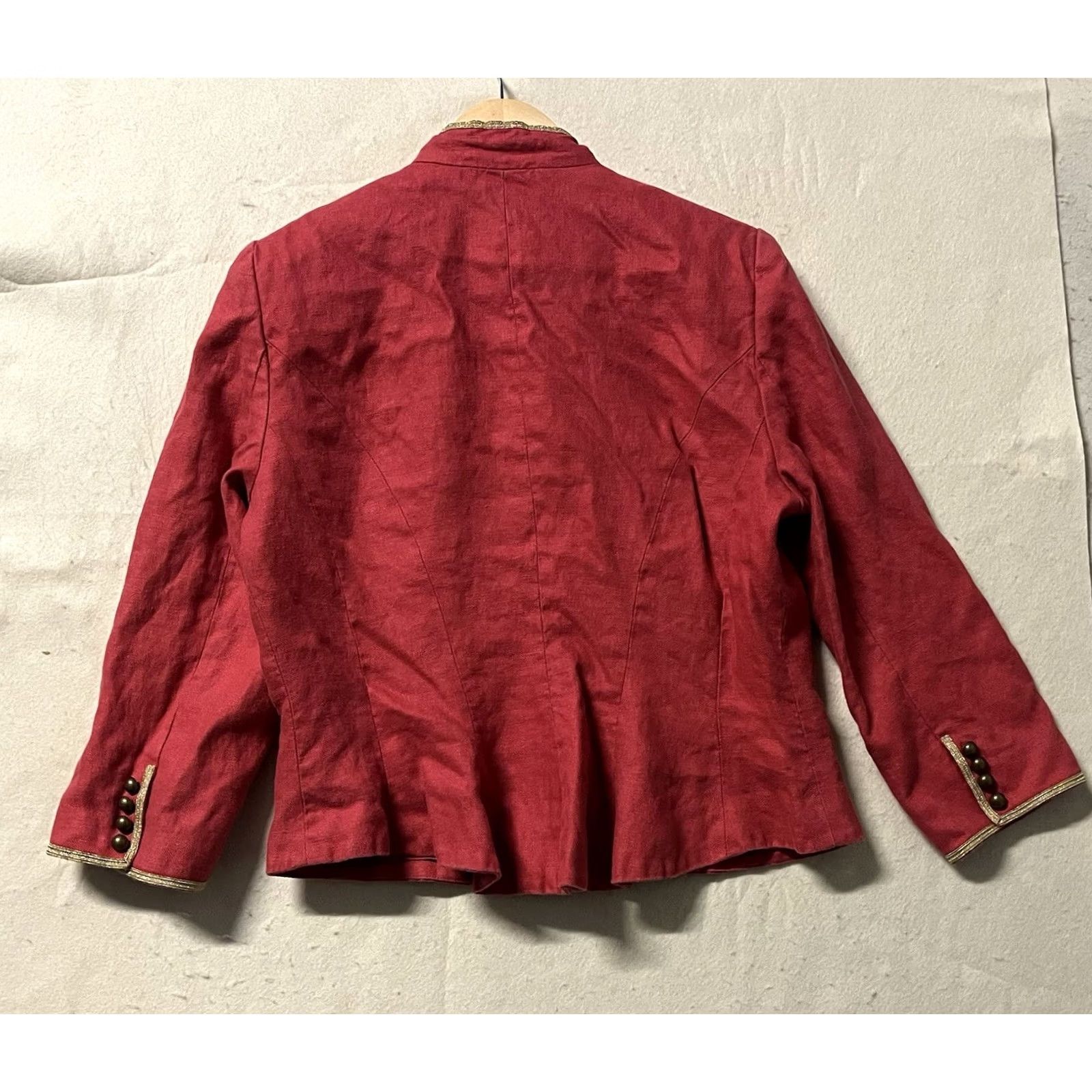 Ralph Lauren Lauren Ralph Lauren Blazer Women 14 Red 100% Linen Short Jacket Coat Solid Woven Classic Preppy Regular Country China Size XL / US 12-14 / IT 48-50 - 2 Thumbnail