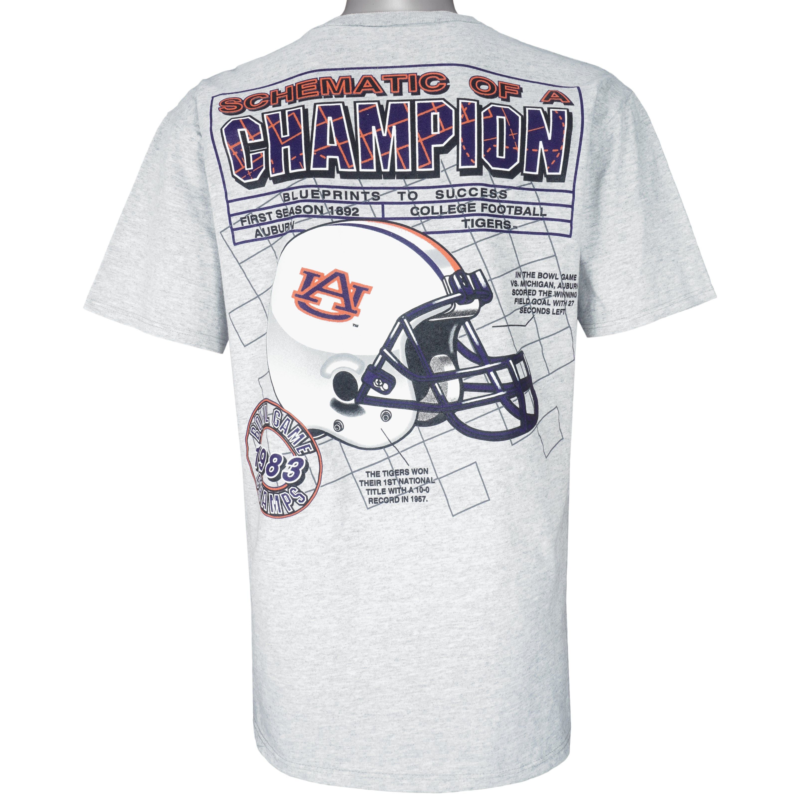 NCAA Auburn Tigers Schematic Of A Champion T-Shirt 1990s Size US L / EU 52-54 / 3 - 2 Thumbnail