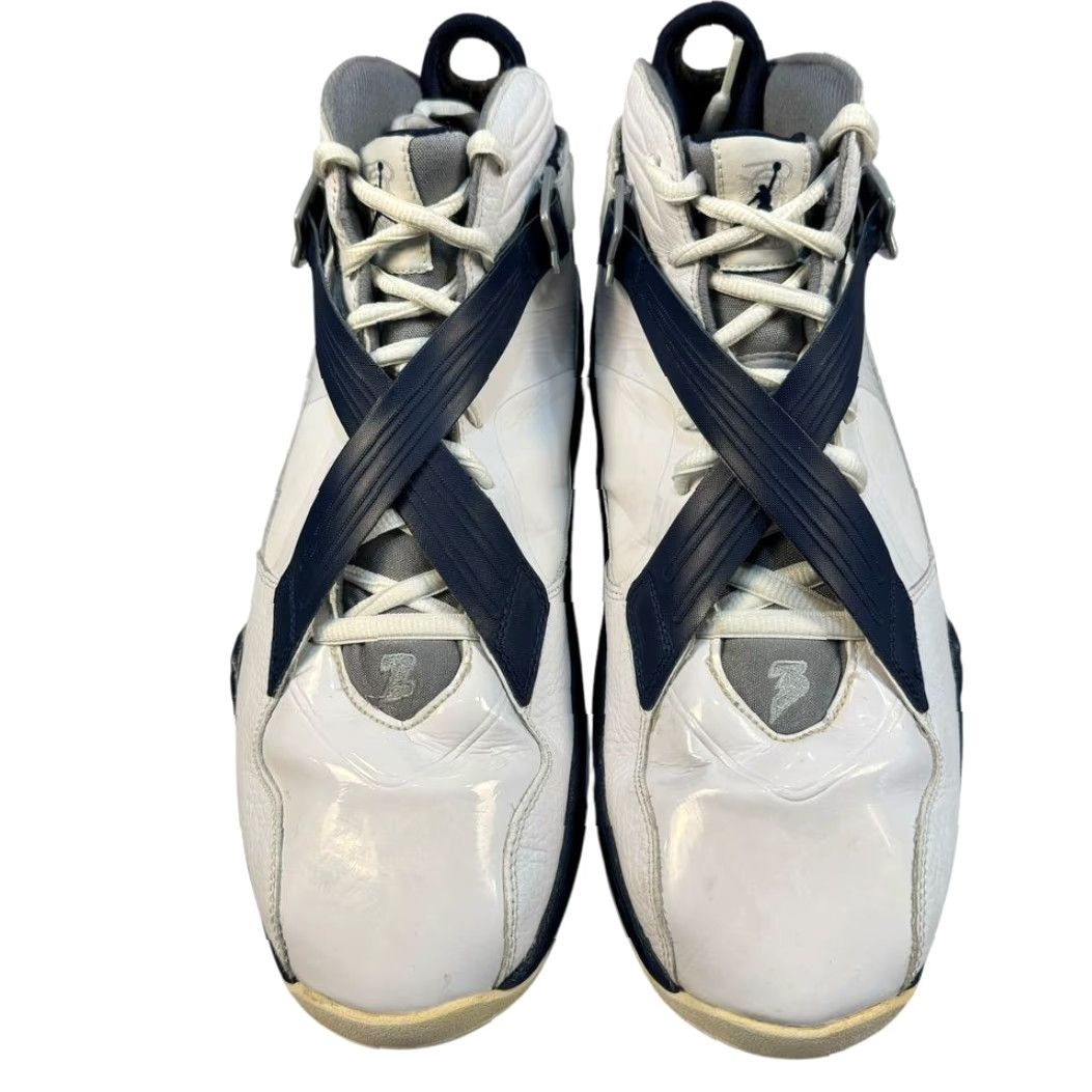 Jordan Brand Nike Air Jordan 8 Retro Men’s 13 Georgetown 2011 White Midnight Navy Basketball Sneaker Size US 13 / EU 46 - 2 Thumbnail