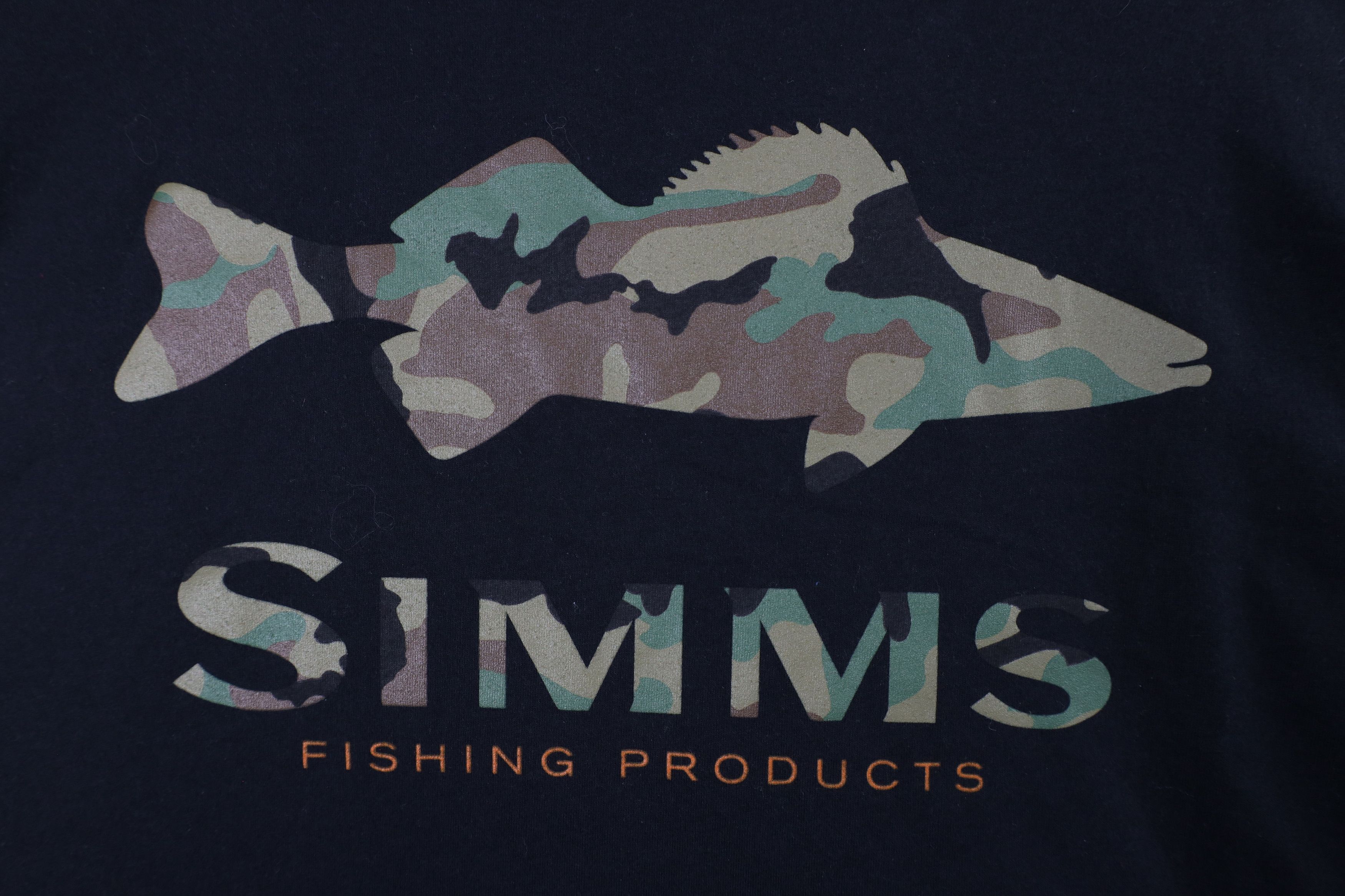 Simms × Vintage Simms Fishing Camouflage Fish Short Sleeve T-Shirt Black Size US XL / EU 56 / 4 - 8 Thumbnail