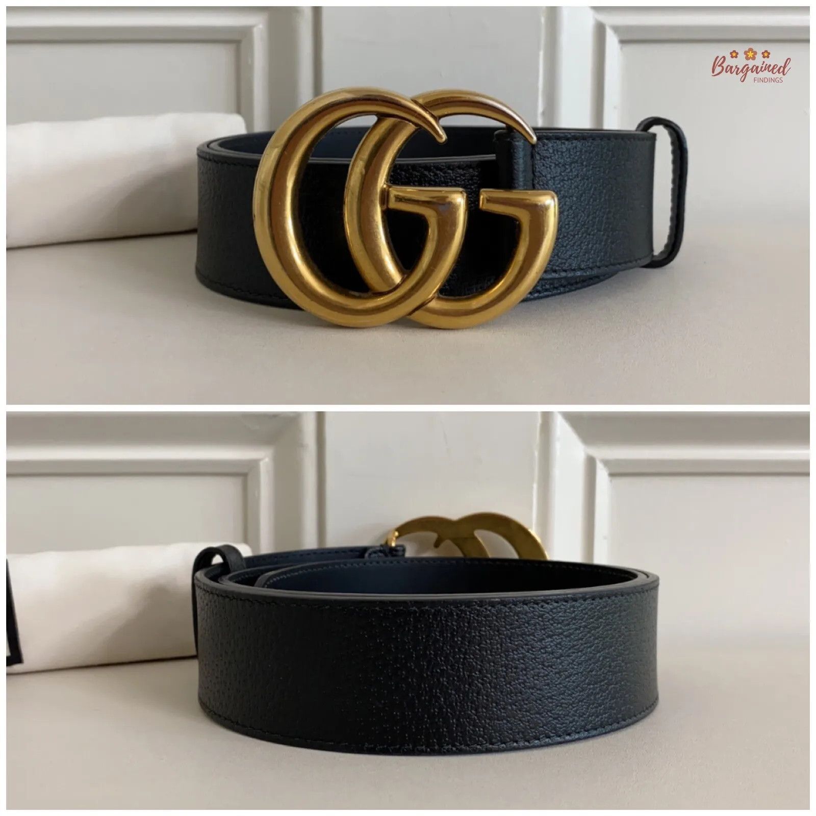 Gucci Gucci Textured Wide Leather Signature Double G Buckle Belt Size 28 - 10 Thumbnail