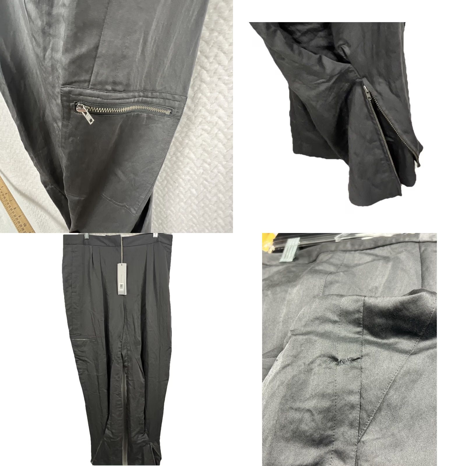 Donna Karan Donna Karan Shiny Satin Viscose Cargo Pants Size 14 Shadow Gray MSRP 95 Size 36" / US 14 / IT 50 - 9 Thumbnail