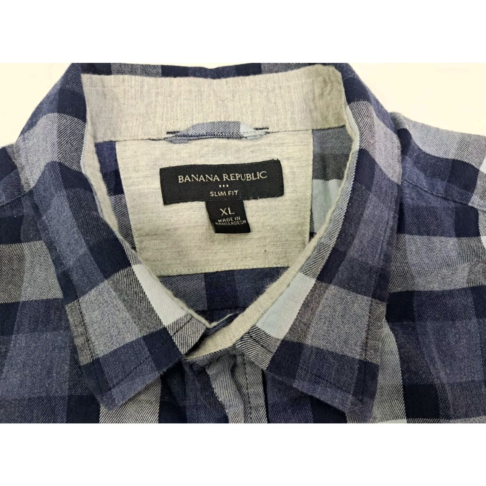 Banana Republic Banana Republic Shirt Slim Fit Button-Up XL Blue Plaid Flannel Cotton Long Sleeve Button-Front Casual Workwear Travel Mens Size US XL / EU 56 / 4 - 2 Thumbnail