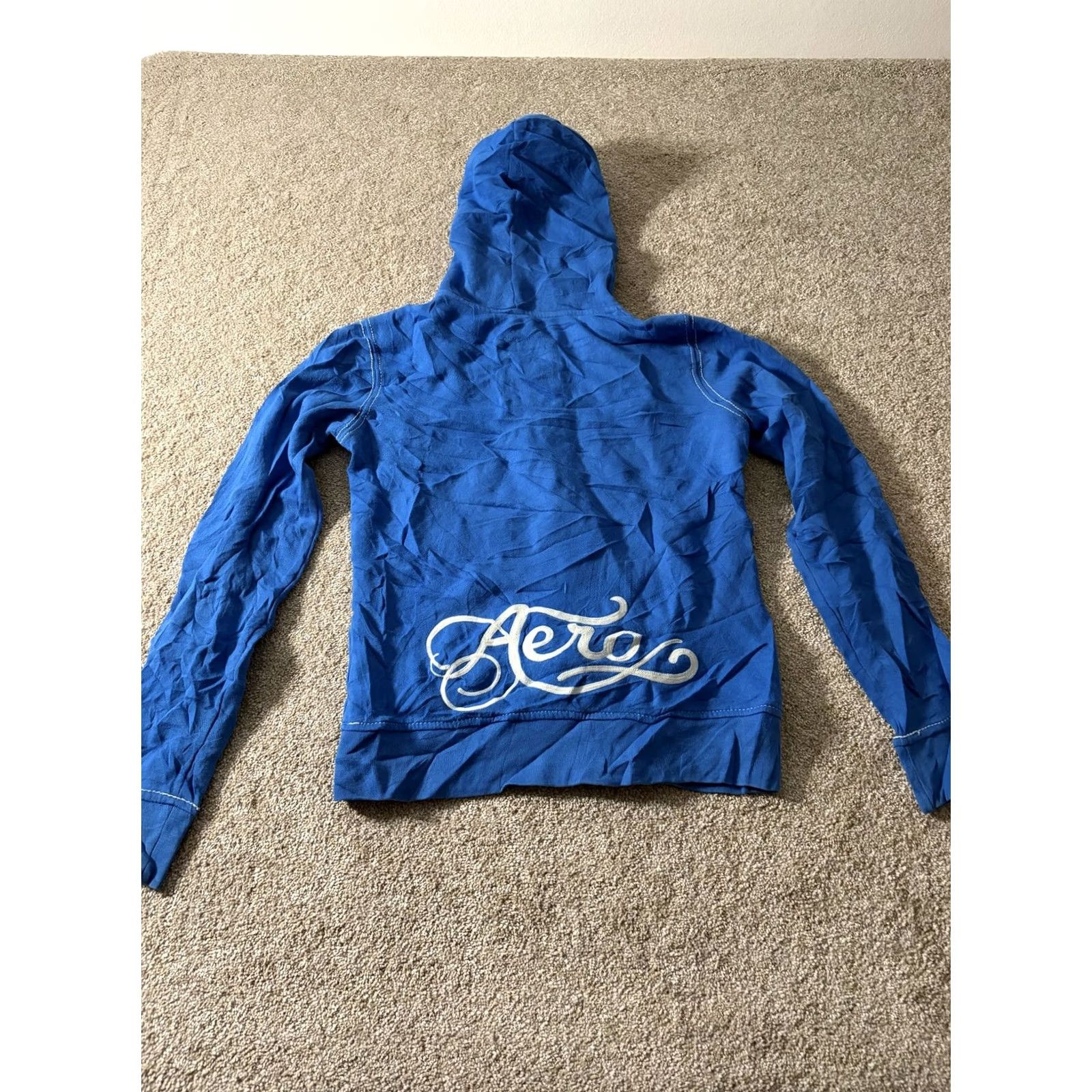 Aeropostale Aero 87 Hoodie Womens Medium Blue Full Zip Fleece Logo Embroidered Sweatshirt Size M / US 6-8 / IT 42-44 - 7 Thumbnail