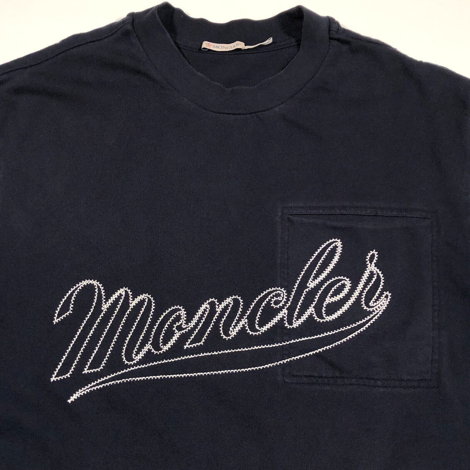 Moncler Moncler Signature Script Logo Navy Pocket Tee Size Large L Size US L / EU 52-54 / 3 - 2 Thumbnail